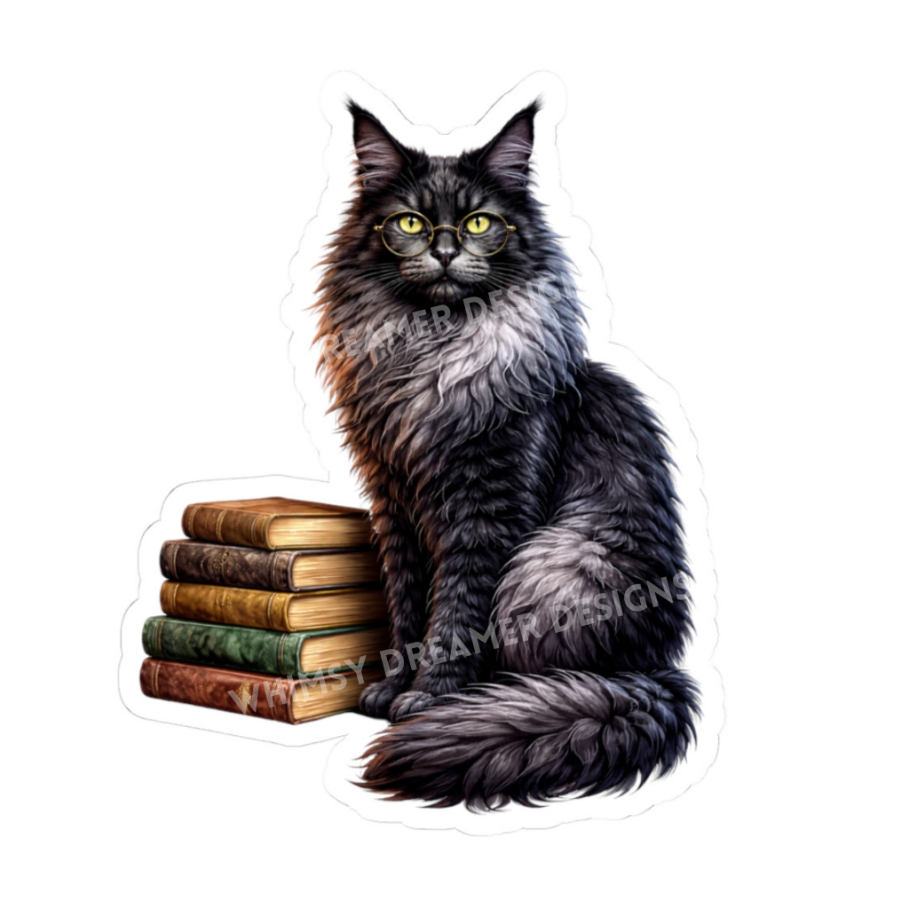 Black Smoke Maine Coon Cat Sticker