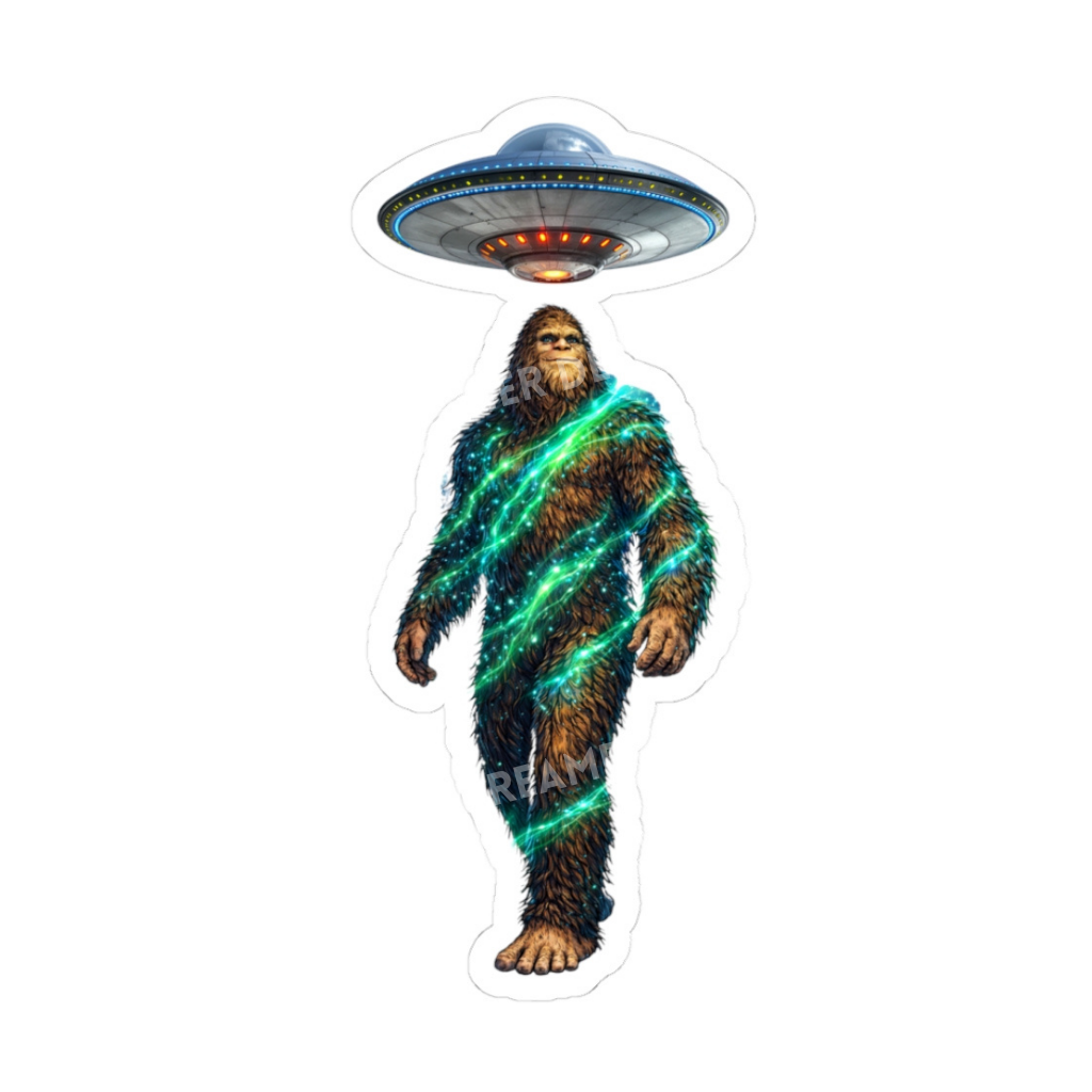 Bigfoot UFO Abduction Sticker