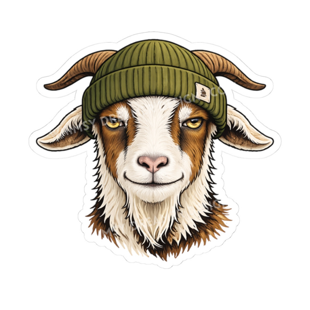 Funny Goat In Beanie Sticker