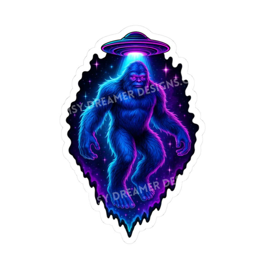 Cosmic Alien Abduction Bigfoot Sticker