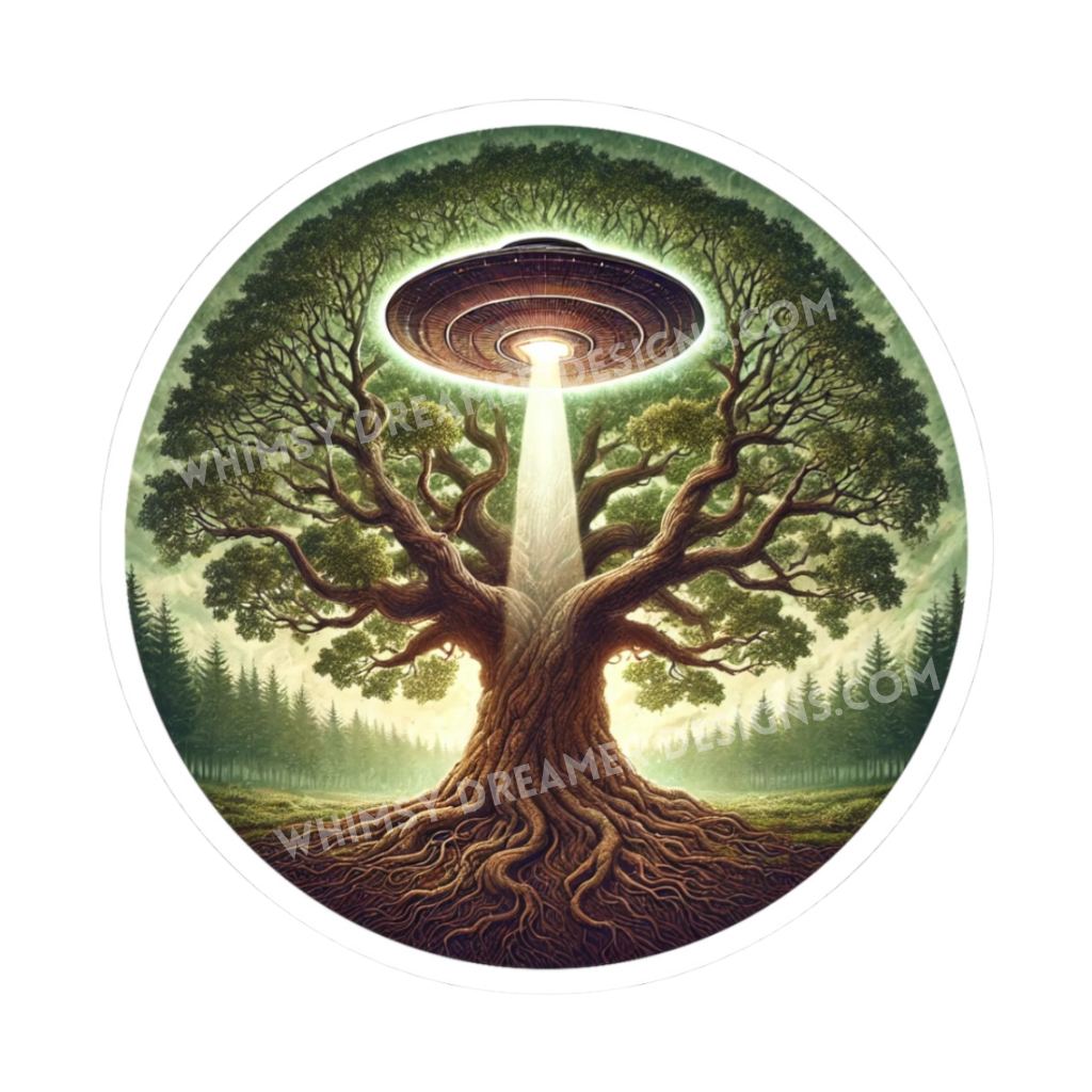 Ancient Tree Of Life Alien UFO Sticker