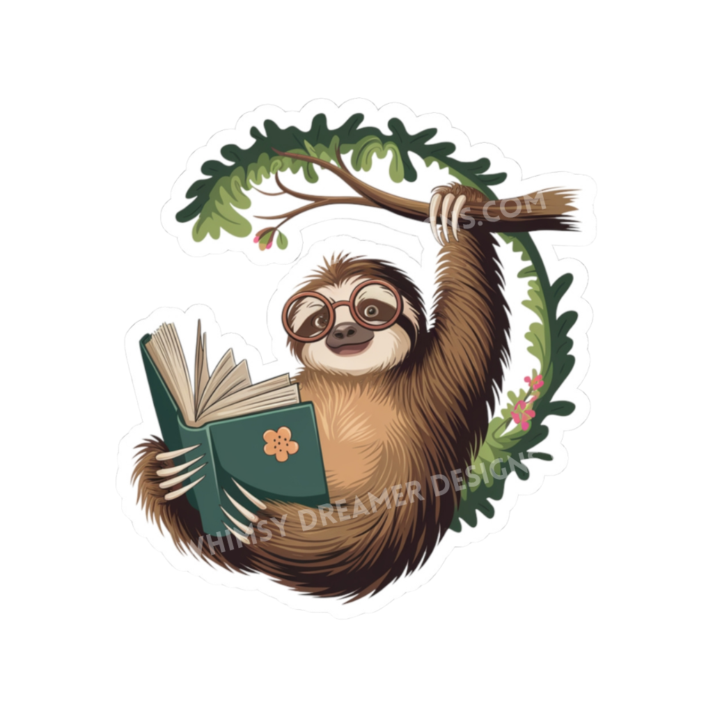Book Lover Sloth Sticker