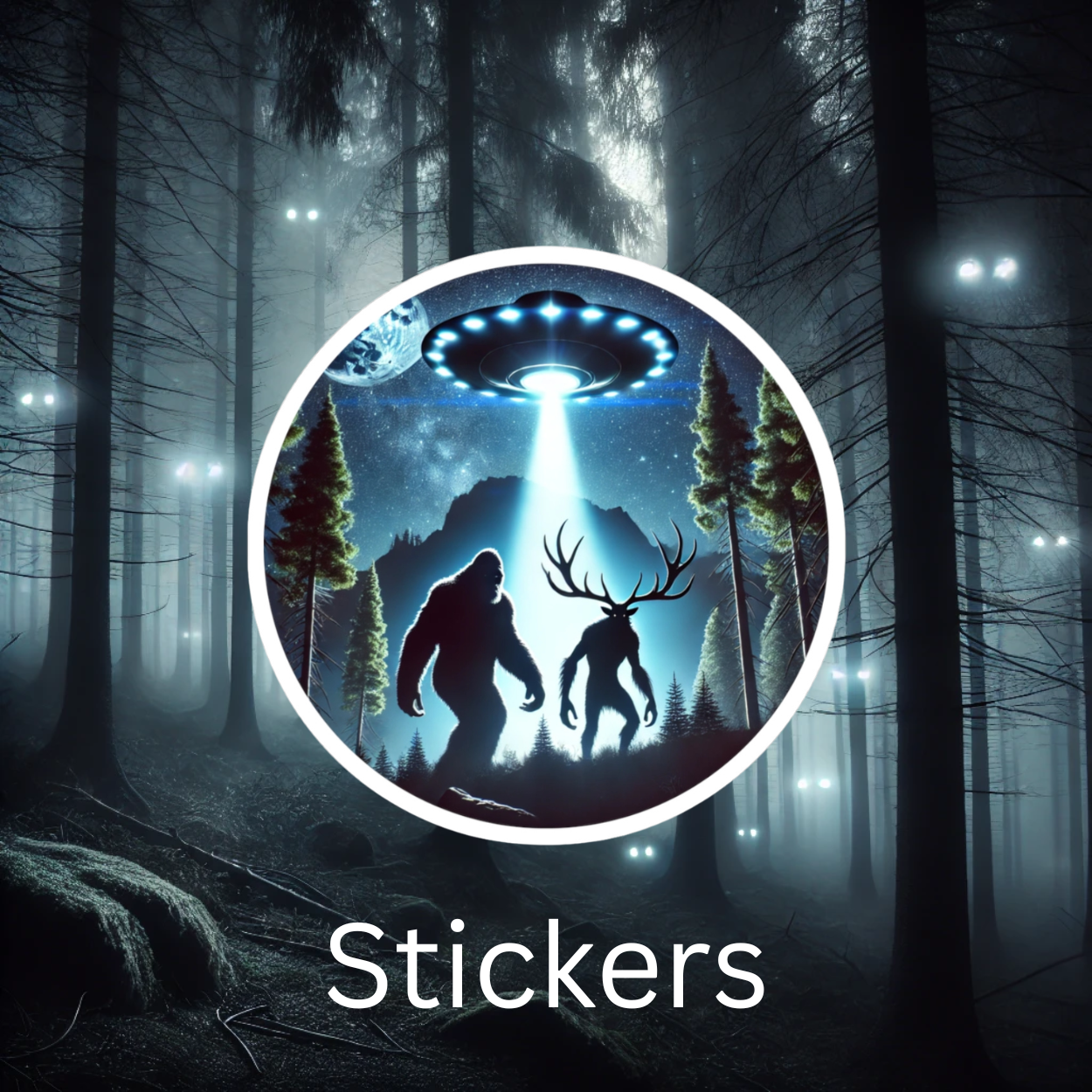 Whimsy Dreamer Designs sticker collection featuring cryptid, folklore, paranormal, and fantasy-inspired stickers