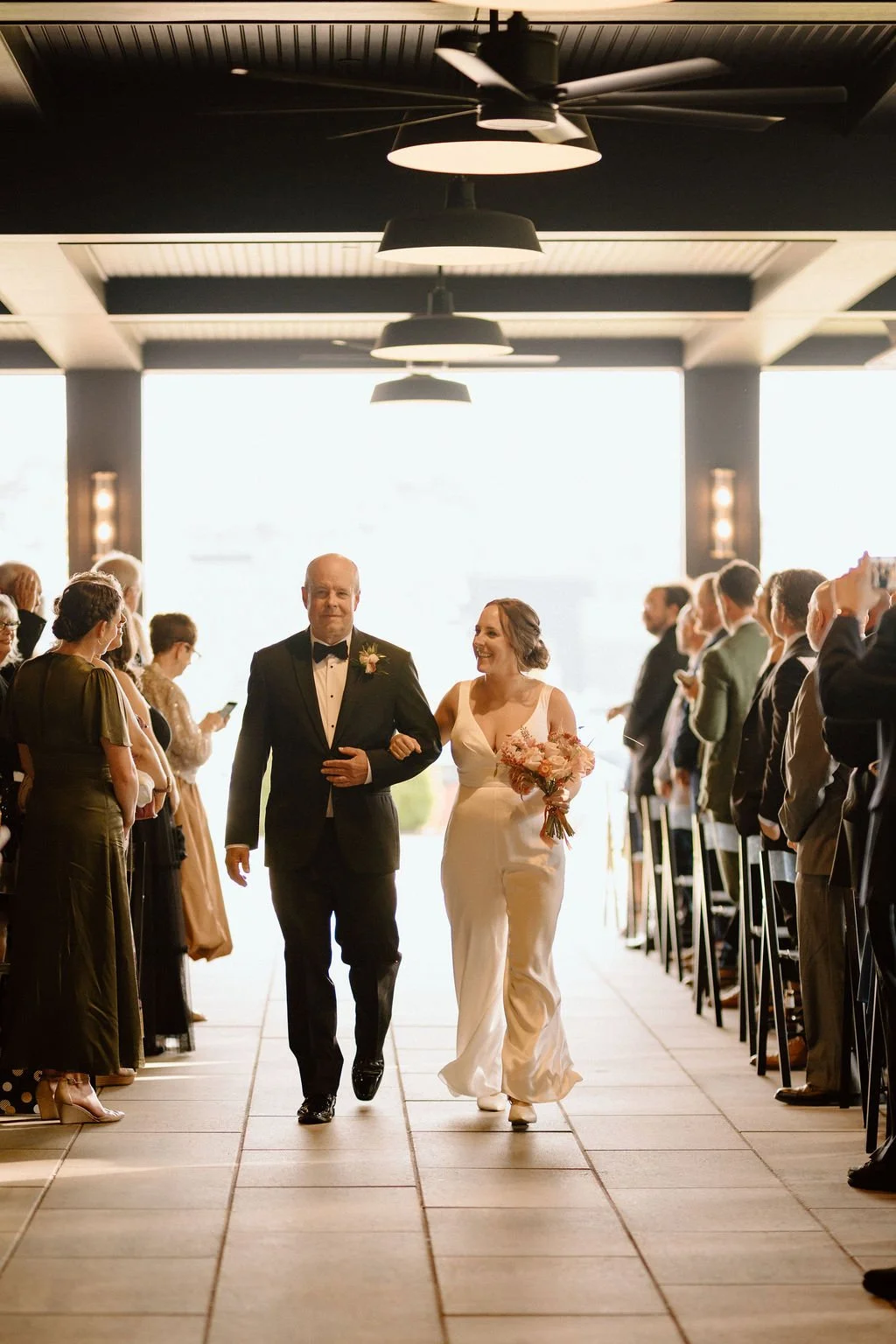 dad walking bride down the aisle for the ivy at ellis preserve wedding