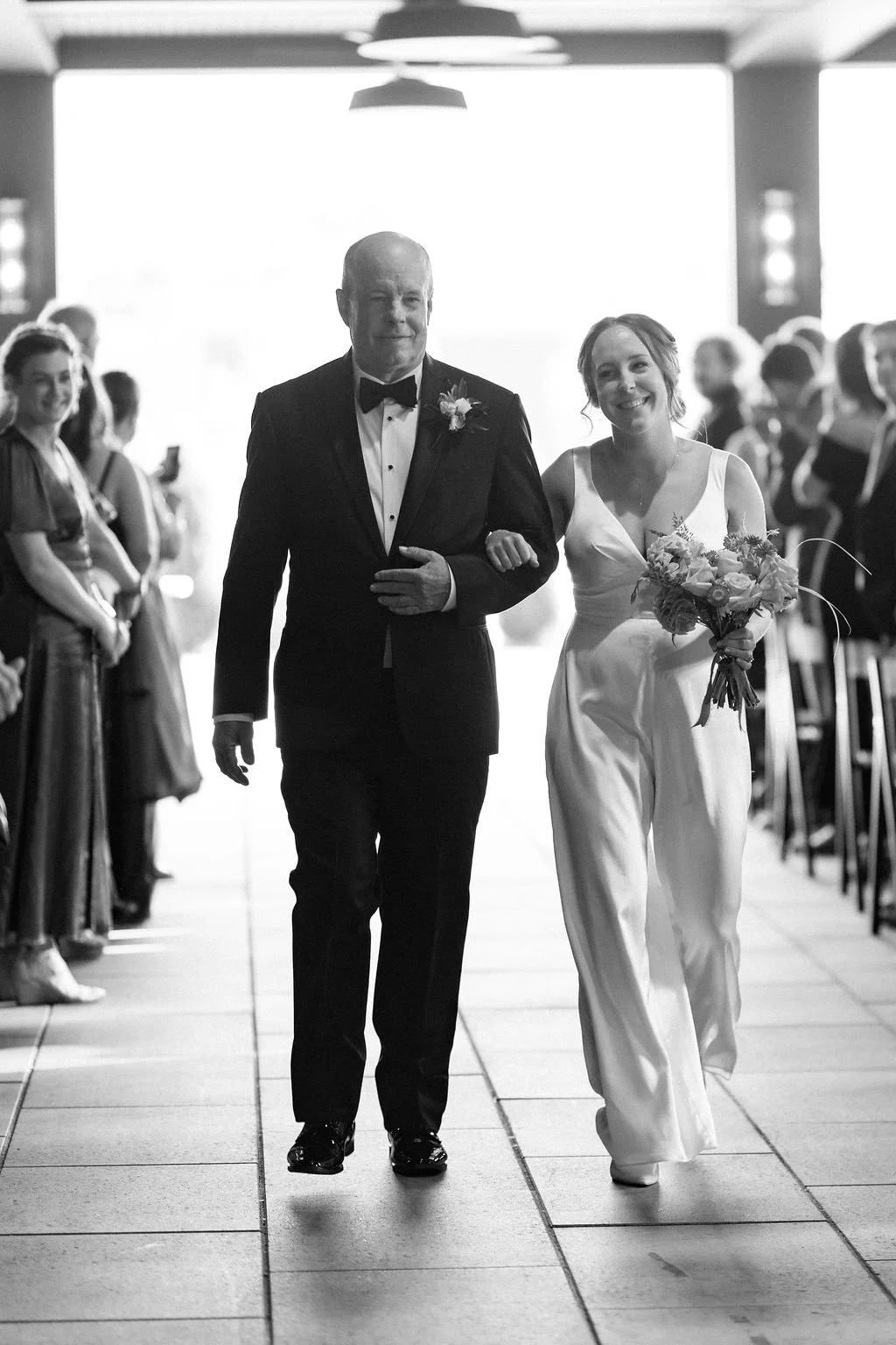 dad walking bride down the aisle for the ivy at ellis preserve wedding