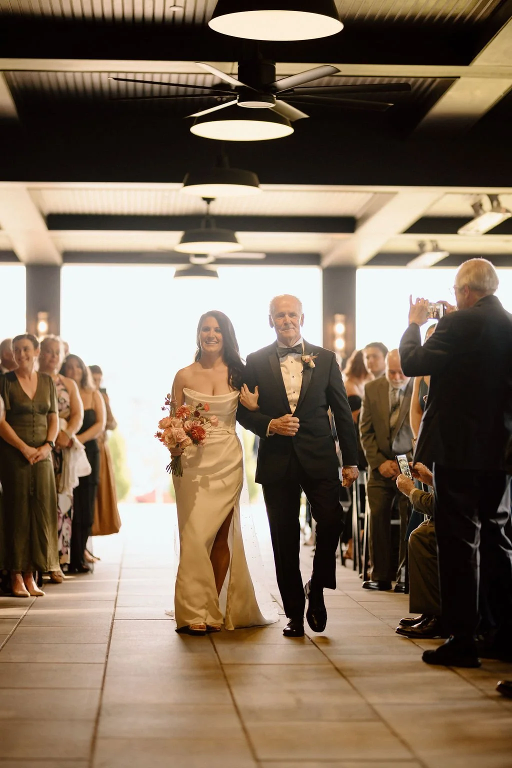 dad walking bride down the aisle for the ivy at ellis preserve wedding