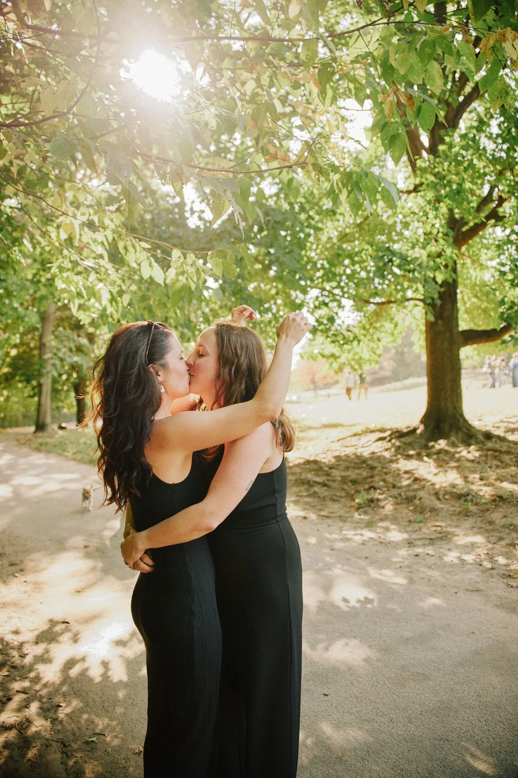 fun queer engagement photos at prospect park in brooklyn