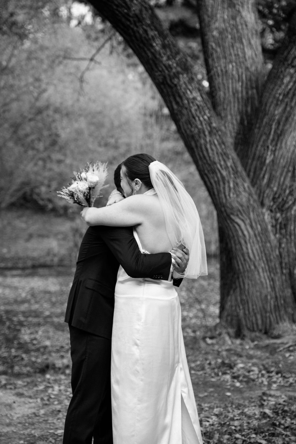 emotional bride and groom first look during a fall central park elopement