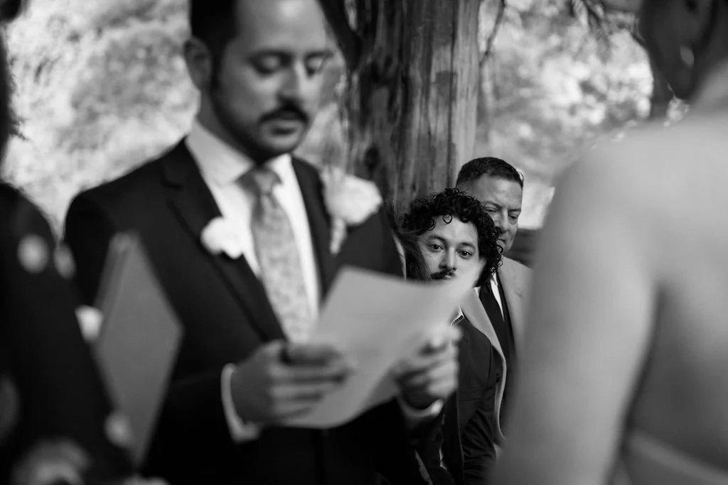 bride and groom exchanging vows during their elopement ceremony at cop cot