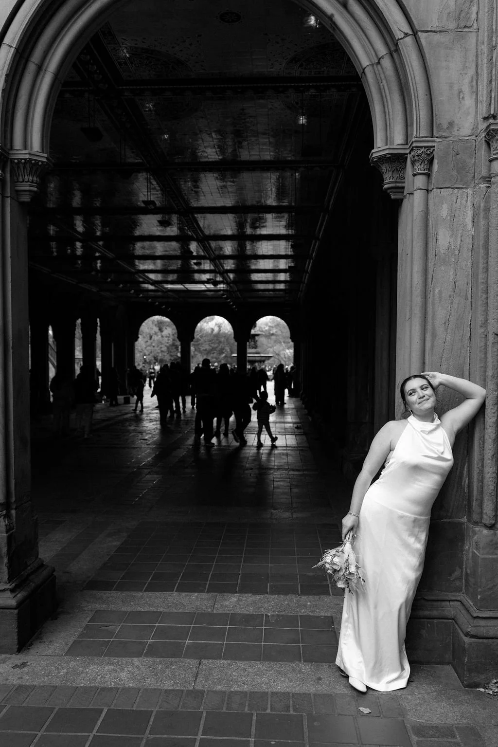 bridal portrait at bethesda terrace in nyc