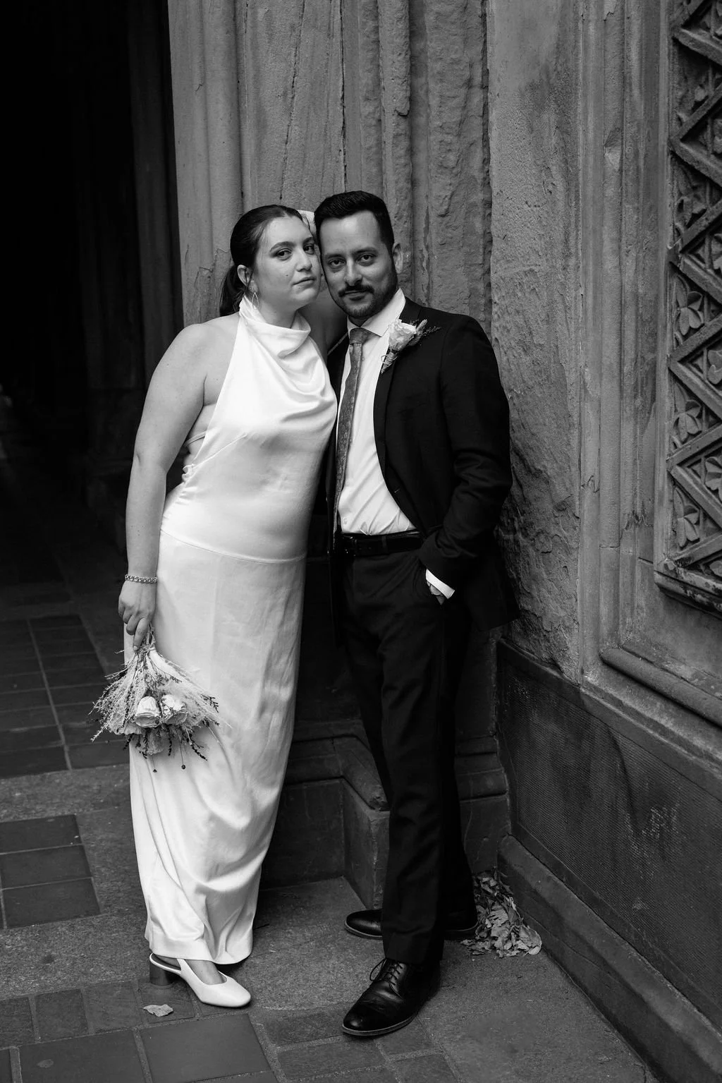 elopement couple at bethesda terrace in nyc