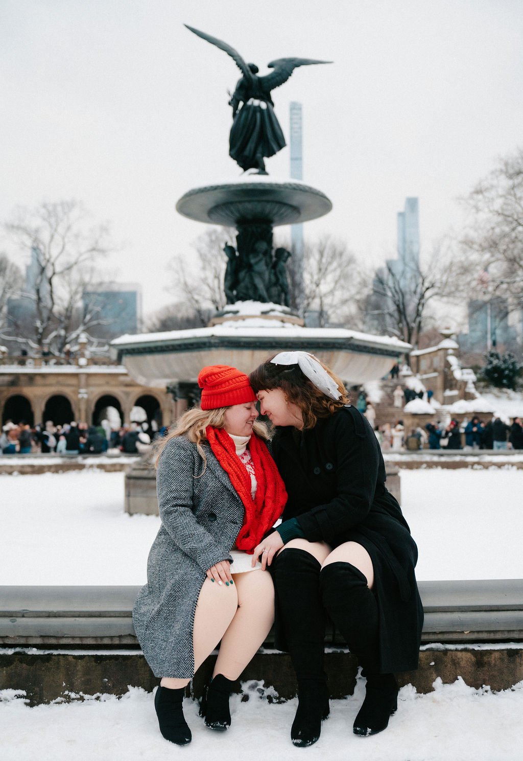 Snowy Lesbian Central Park Engagement Session 