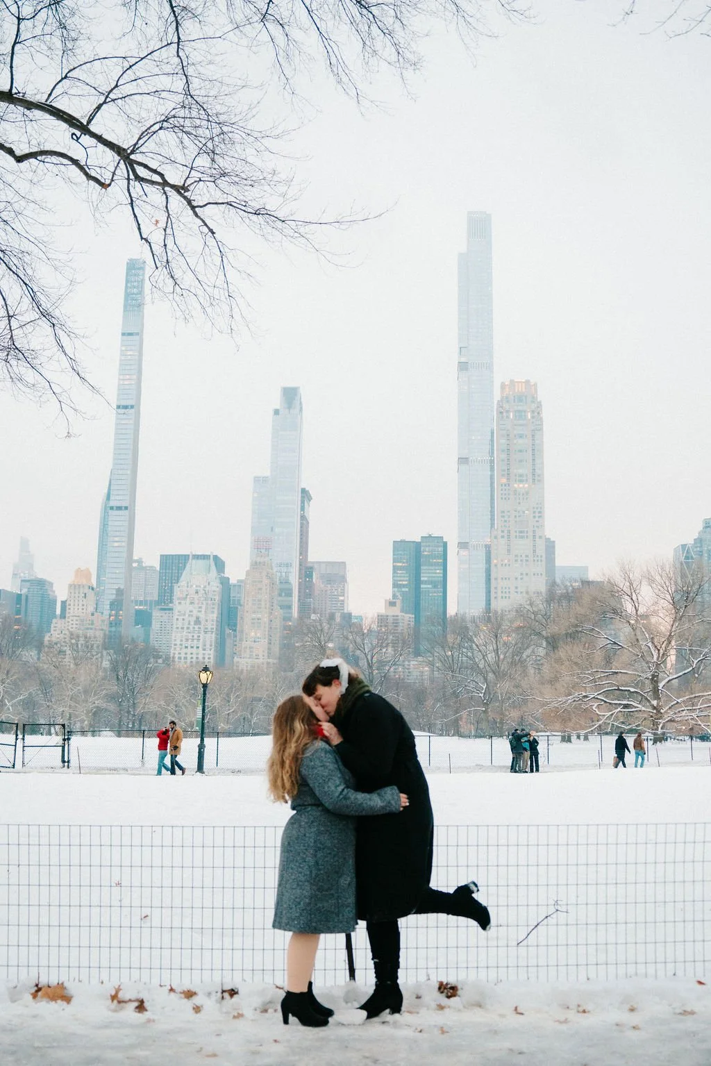 romantic lesbian central park engagement photos