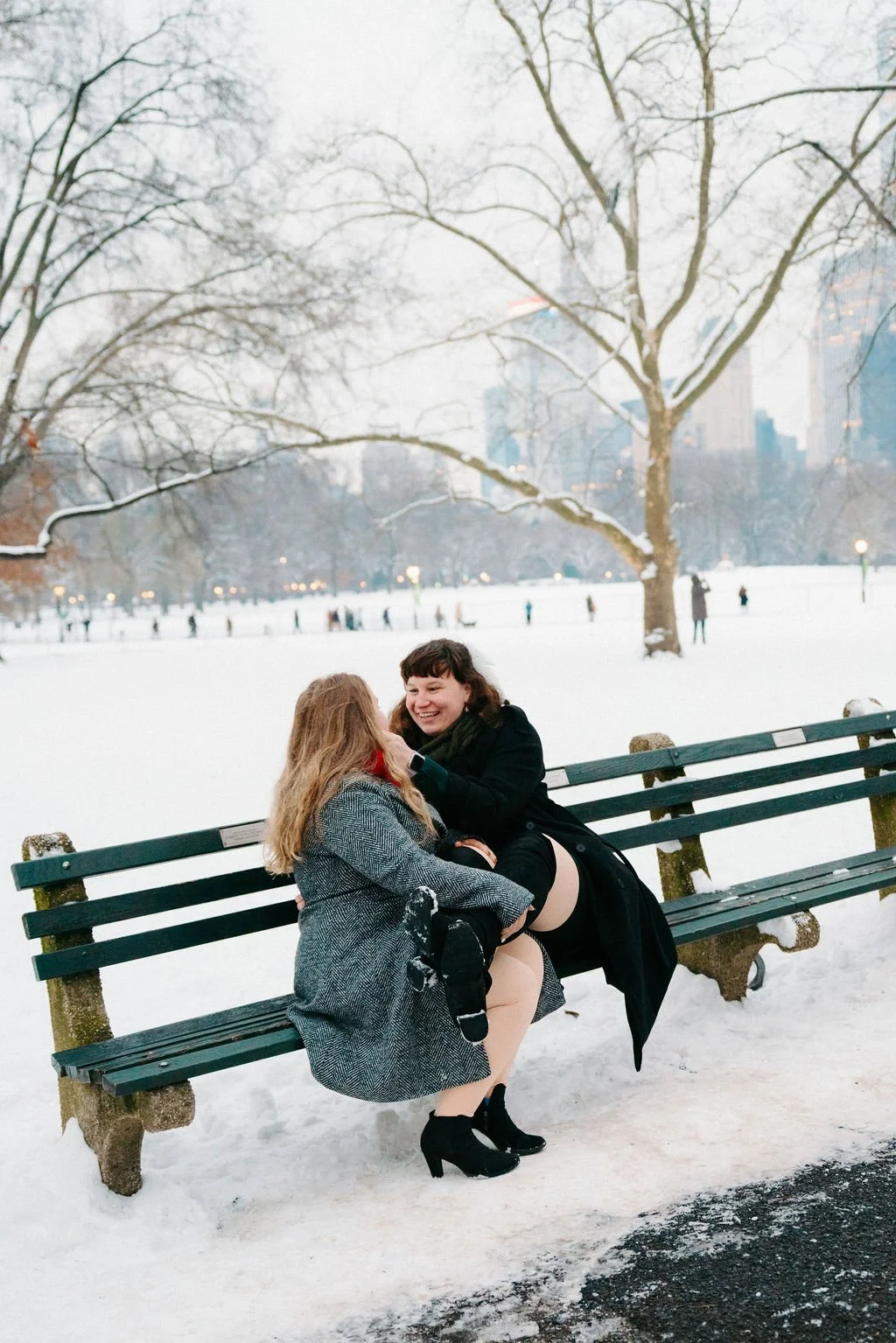 romantic lesbian central park engagement photos