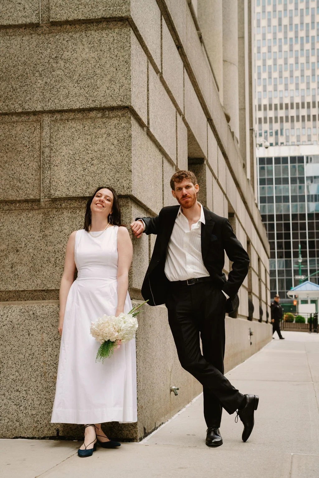 elegant wedding couple during their NYC city hall wedding