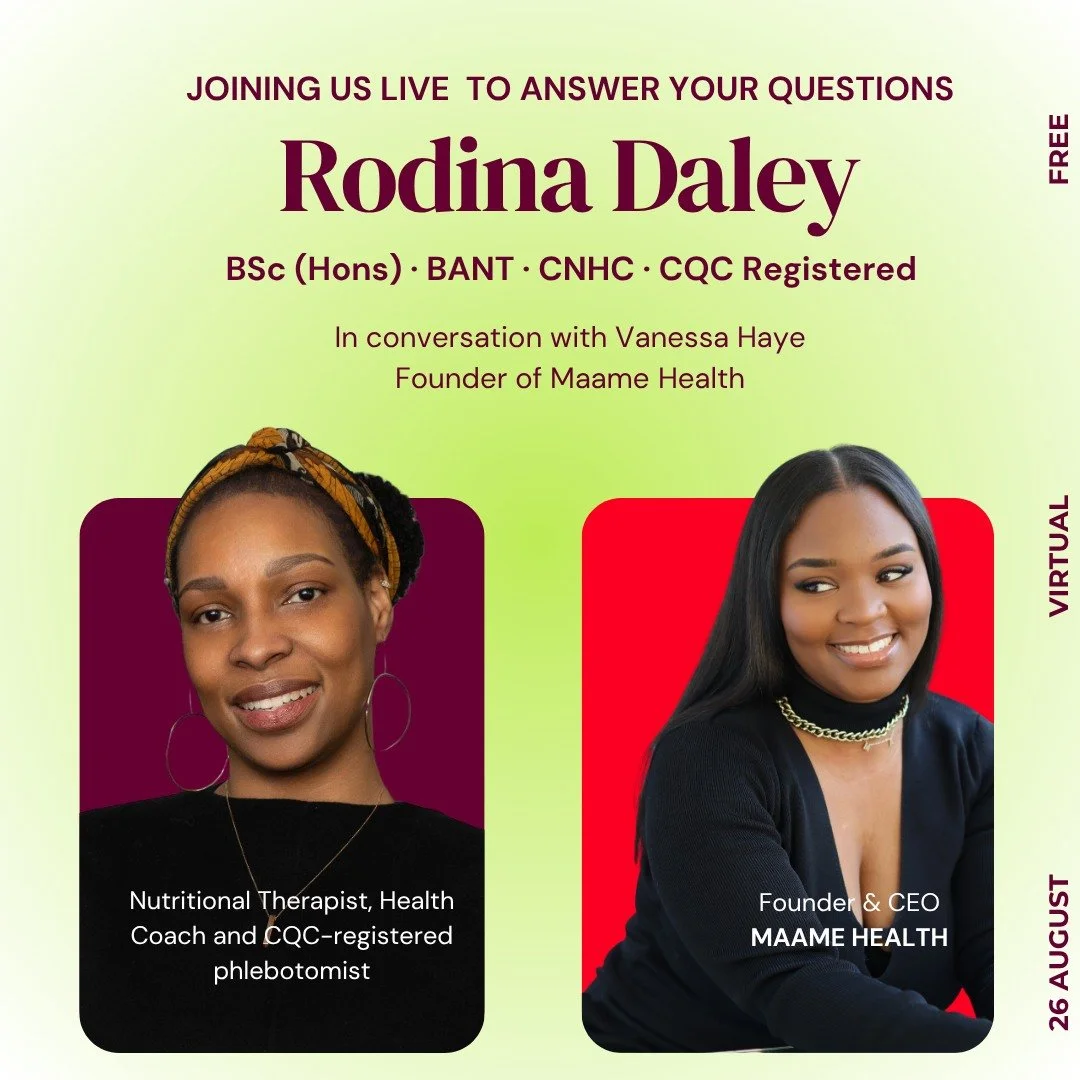 Looking forward to this powerful session with @vanessahaye from @maame.health 

🗒️ So join us on 26 August
🆓 It&rsquo;s Free
📱 Online
🔗 Link in bio to register

Come with your questions and ready for a powerful and fruitful webinar.

🚨 Rodina Da