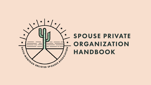Cover of the Spouse Private Organization Handbook featuring a cactus logo and text.