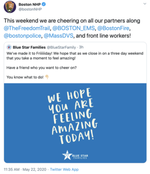 Blue background with white handwritten-style text saying, 'We hope you are feeling amazing today!'.