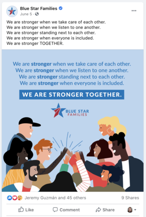 Illustration of diverse people from Blue Star Families high-fiving each other to symbolize unity and strength.