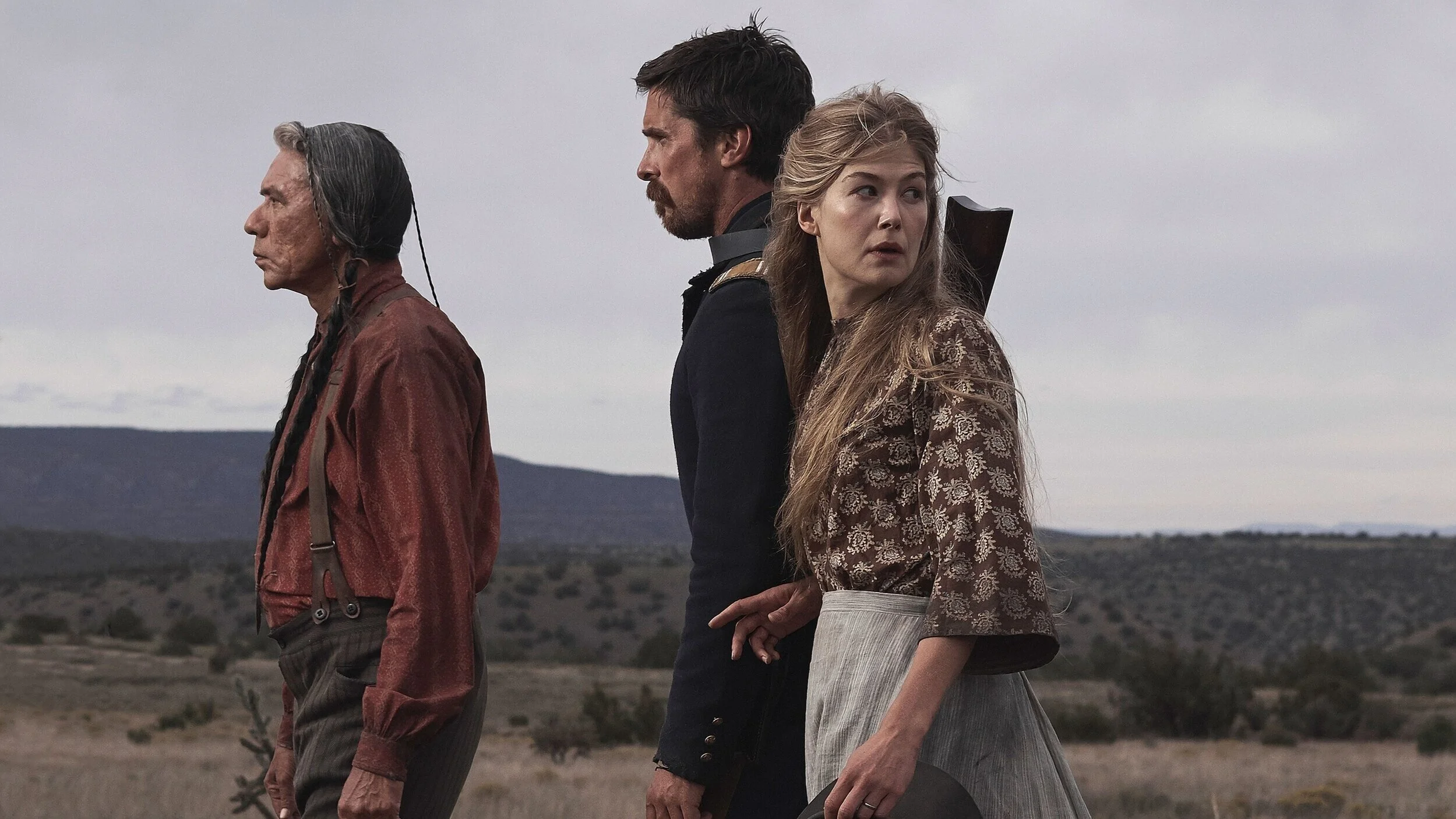 Adam Beach, Christian Bale and Rosamund Pike