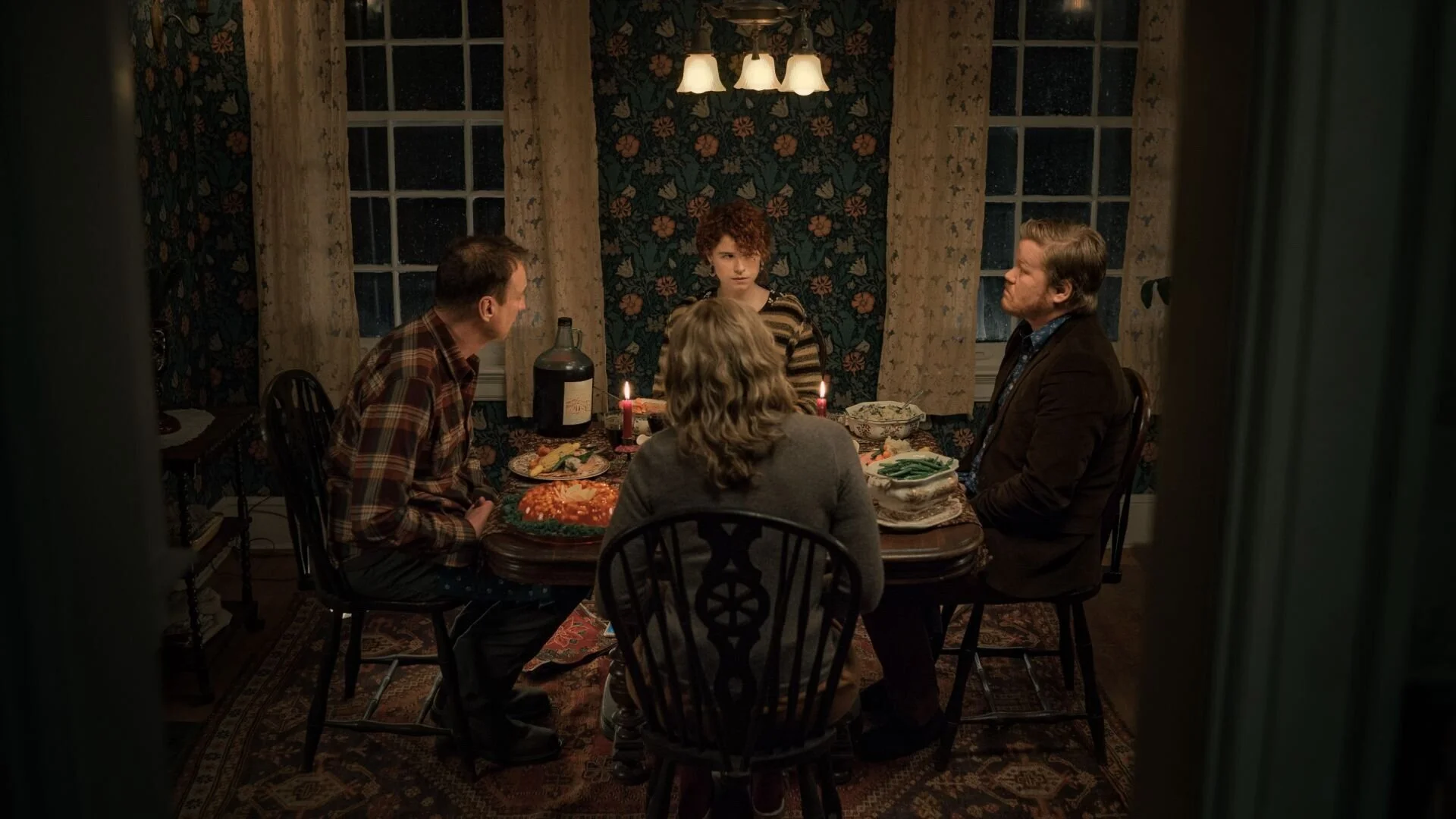 Being Charlie Kaufman: David Thewlis, Jessie Buckley and Jesse Plemons, with Toni Collette's back