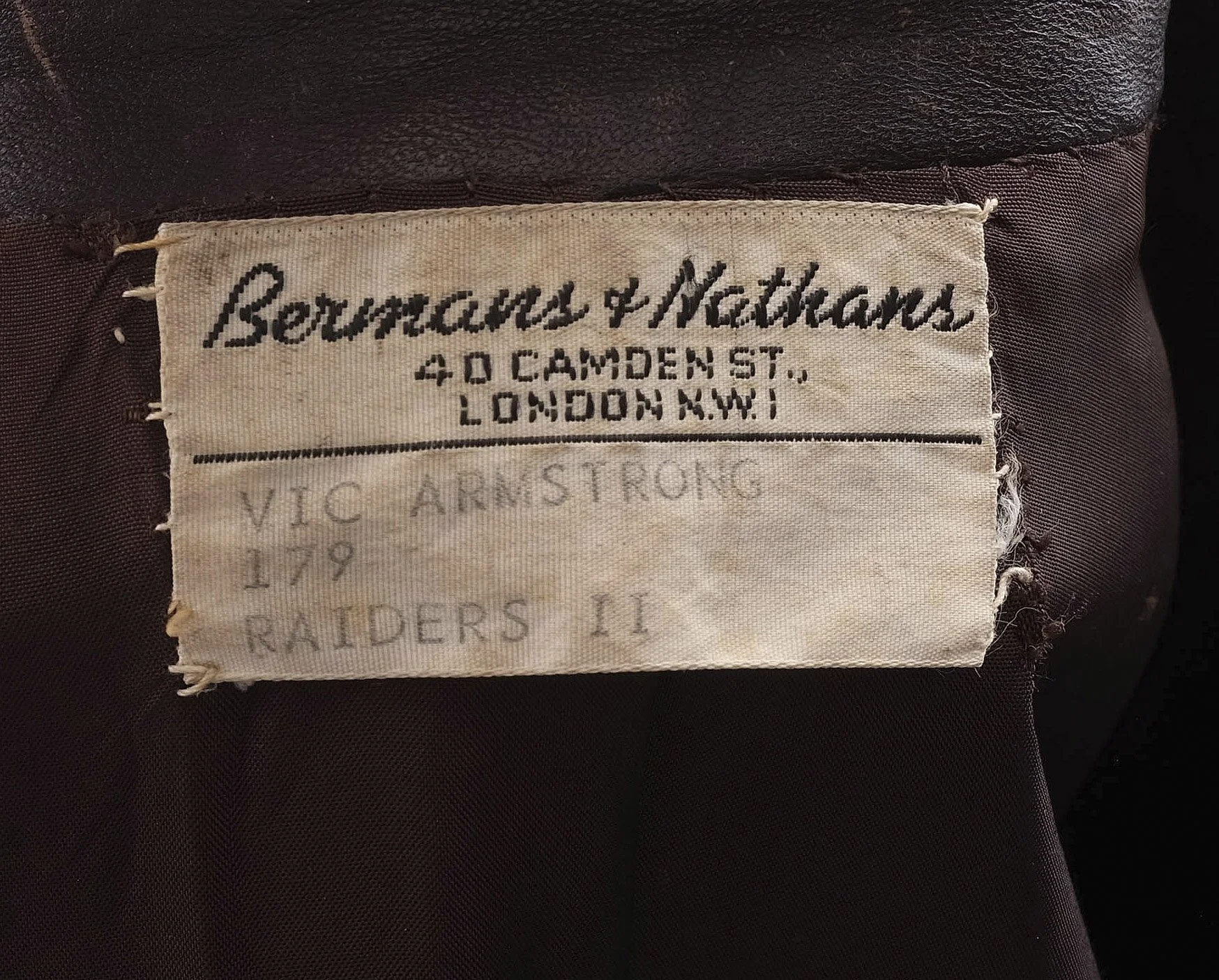   Screen-matched stunt leather jacket from Indiana Jones and the Temple of Doom (1984).  Image courtesy of Propstore 