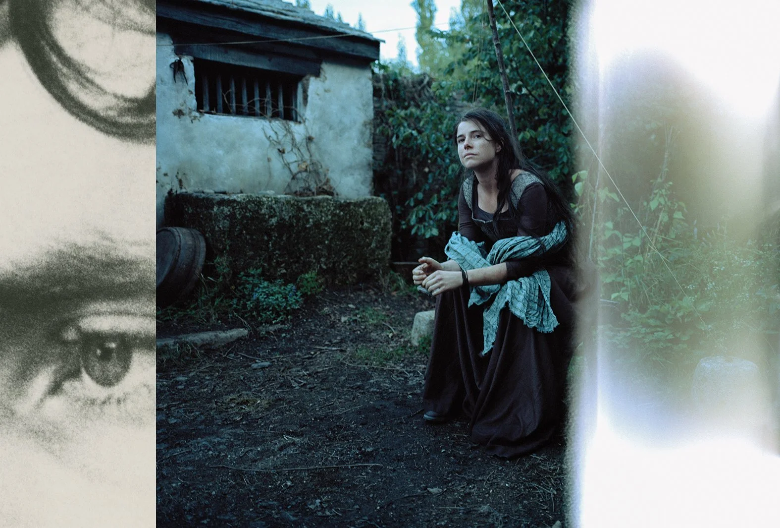 Jessie Buckley on the set of Hamnet