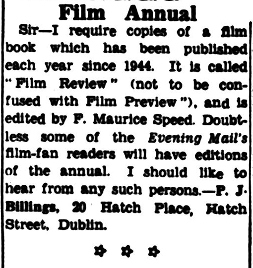 Advertisement from the Dublin Evening Mail - 29 September 1958