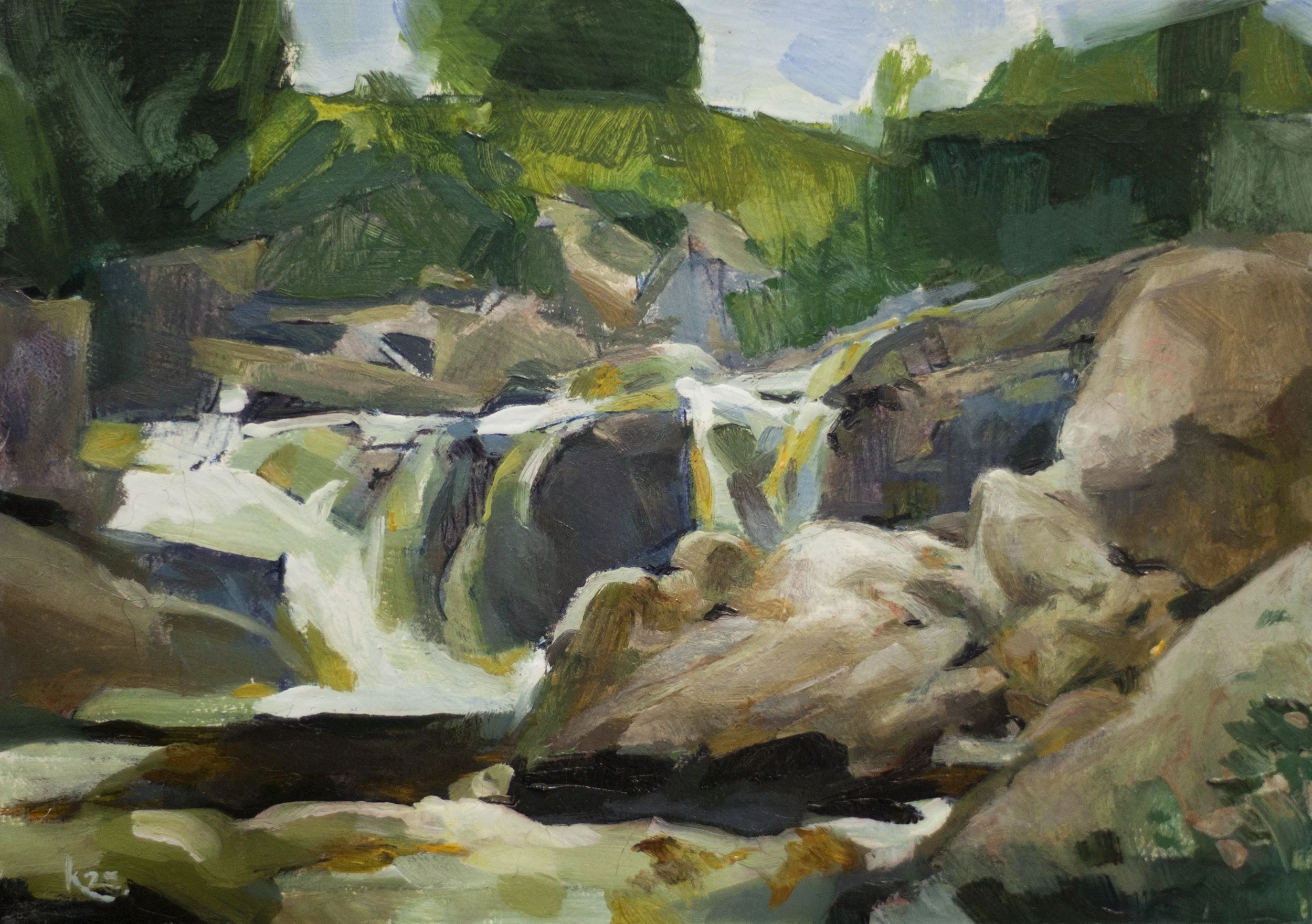  5” x 7” oil on panel   Flume Falls  2025 