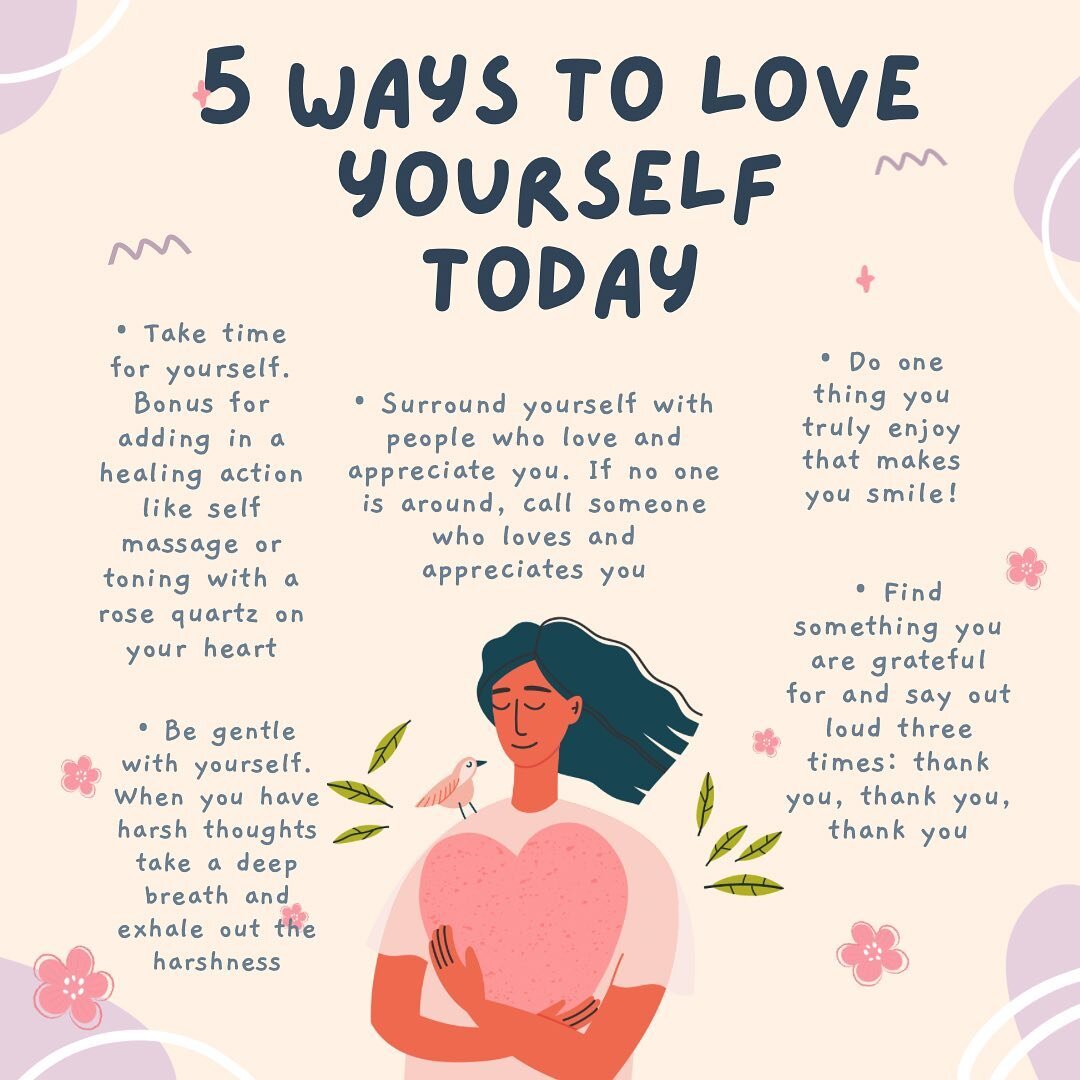 No matter the circumstances these 5 tips you can do today or any day when you need to love yourself more! They don&rsquo;t need to take much time - even 1 minute counts. Sending love to all the #mama s! #momlife #selflove #selfcare #selfhealing #brea