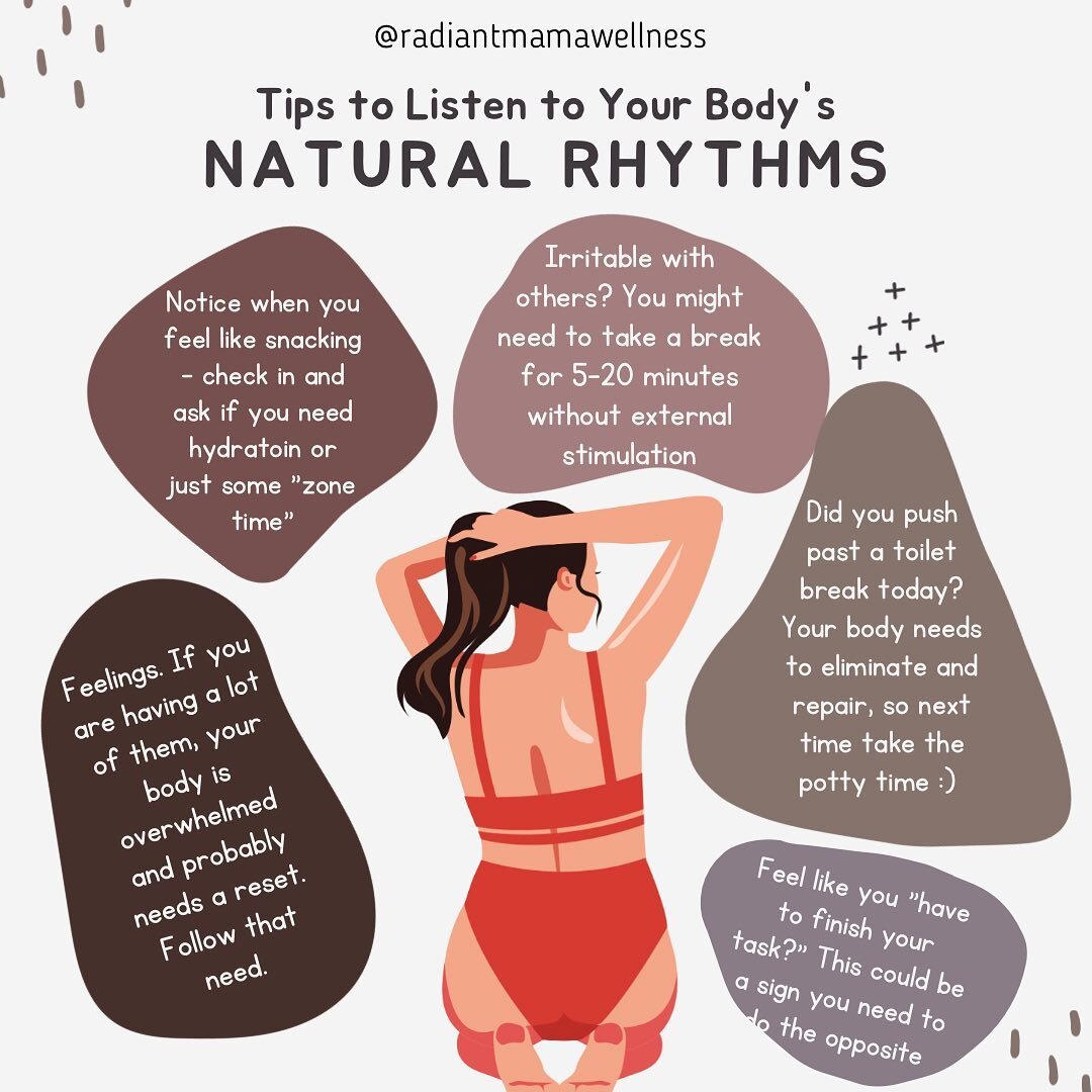 ❓Did you know we have measurable daily ultradian rhythms that allow our bodies to reset, detox, and repair? 🙋&zwj;♀️It is imperative that we listen and follow these cues, giving our bodies the needed rest times it craves. Here are some ways to ident