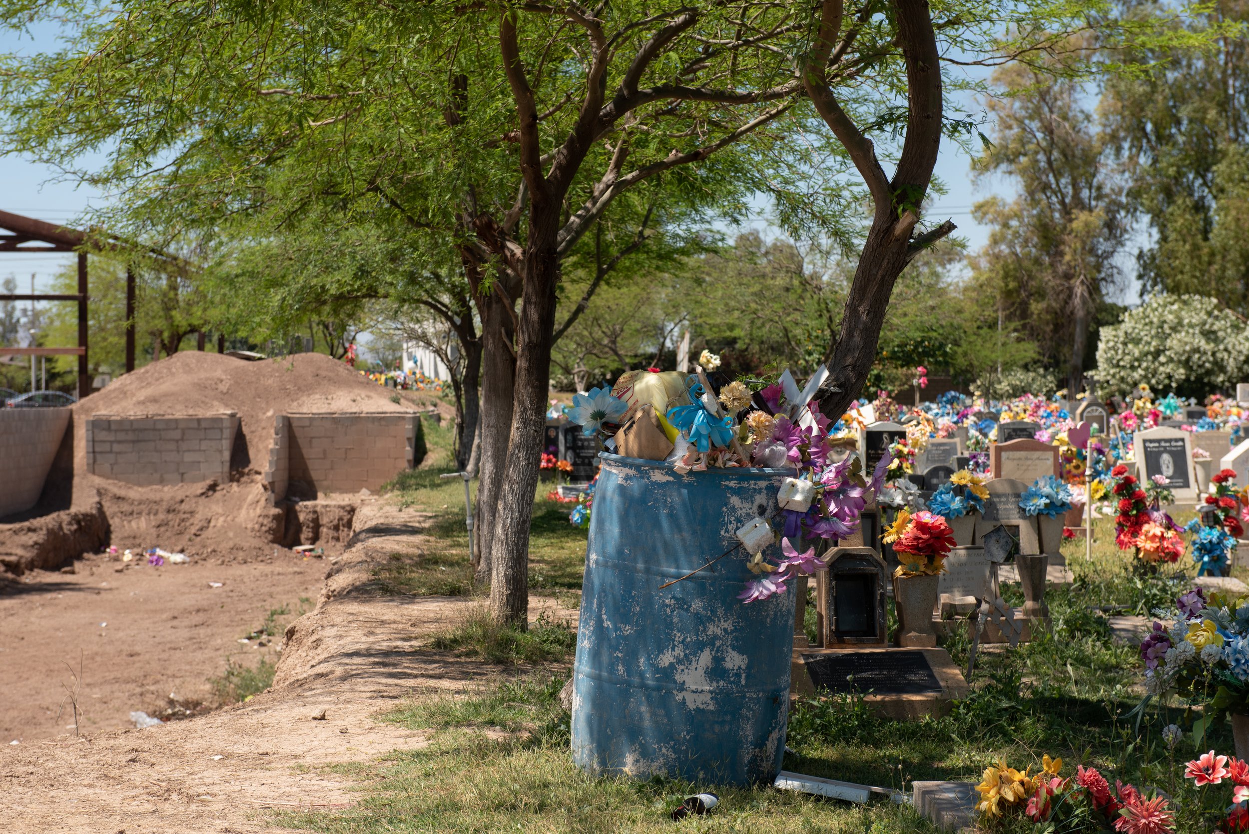 A cemetery just next to the abandoned airplane