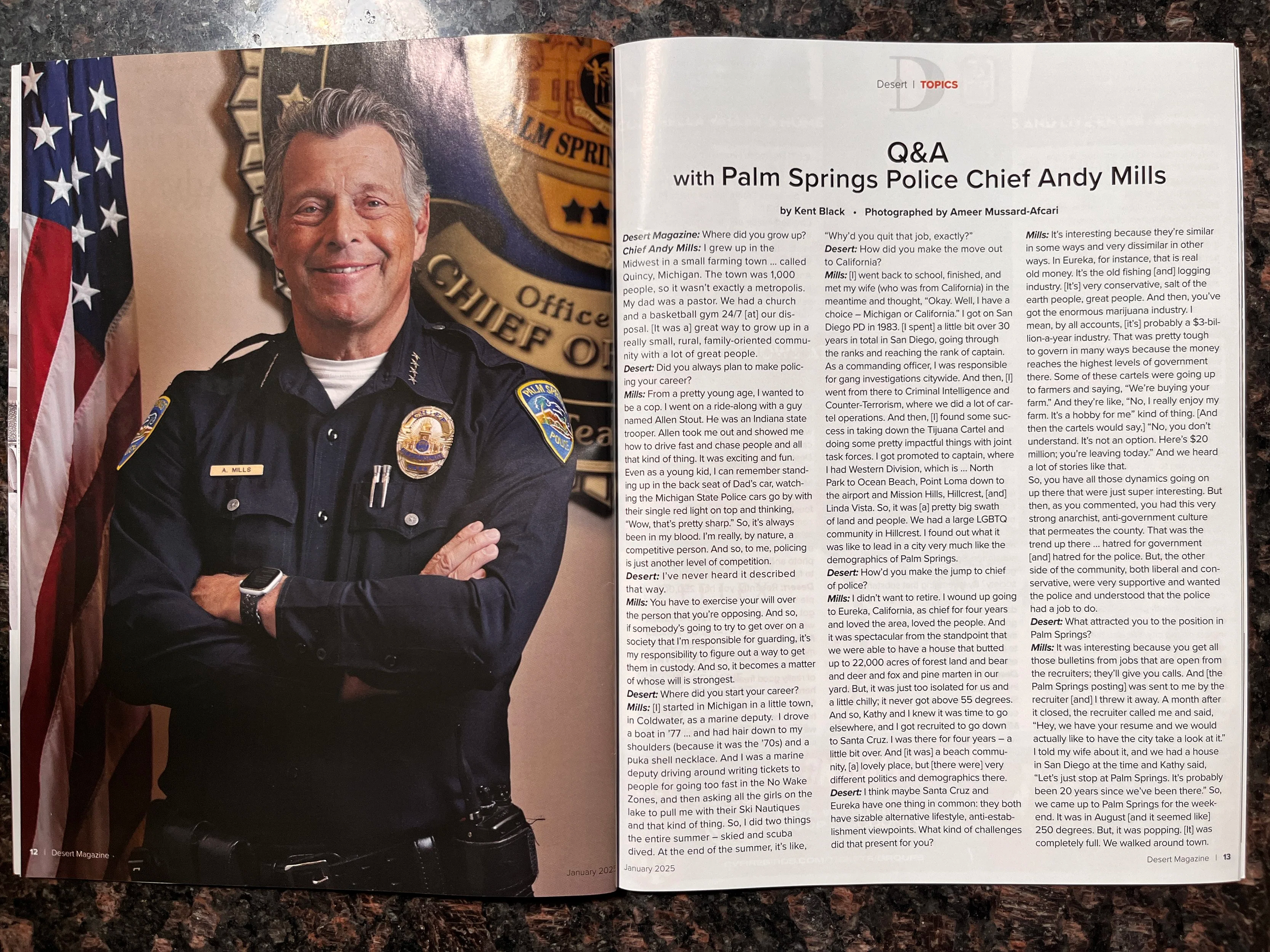 Desert Magazine - Palm Springs Police Chief Andy Mills (January 2025 Issue)