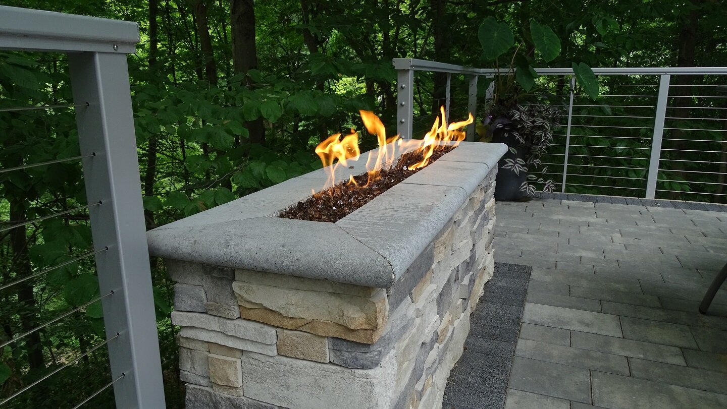 Fire Features In Columbia Station, Backyard Creations Cambridge Gas Fire Pit