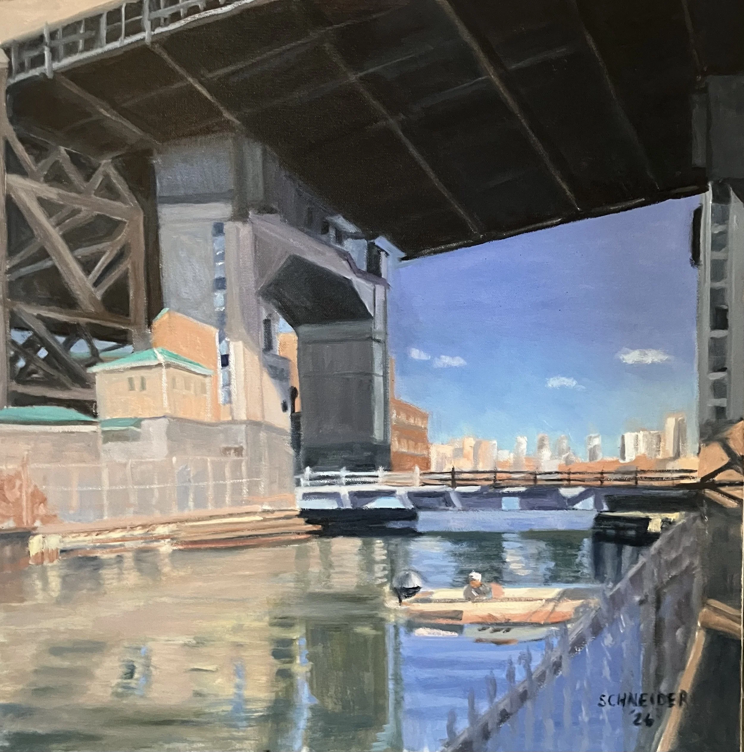 The Ninth Street Bridge   oil on canvas   22x22   $400 (#288)