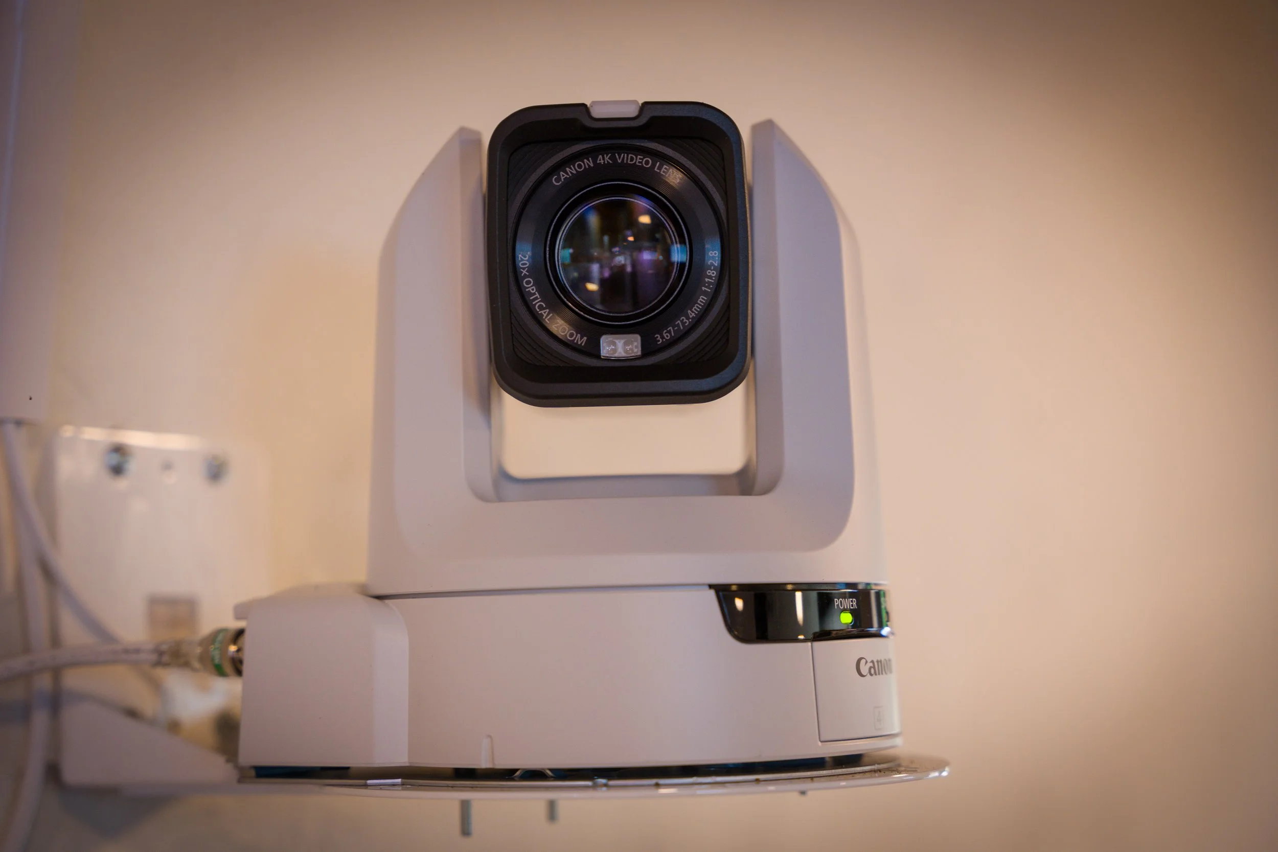 Wall-mounted cameras clean tripods off the floor, and allow the church to put cameras at eye level (where they belong).