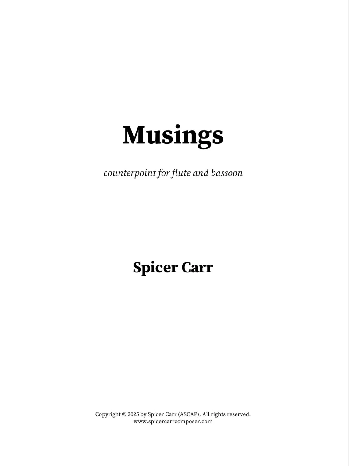Musings - Version for Flute and Bassoon