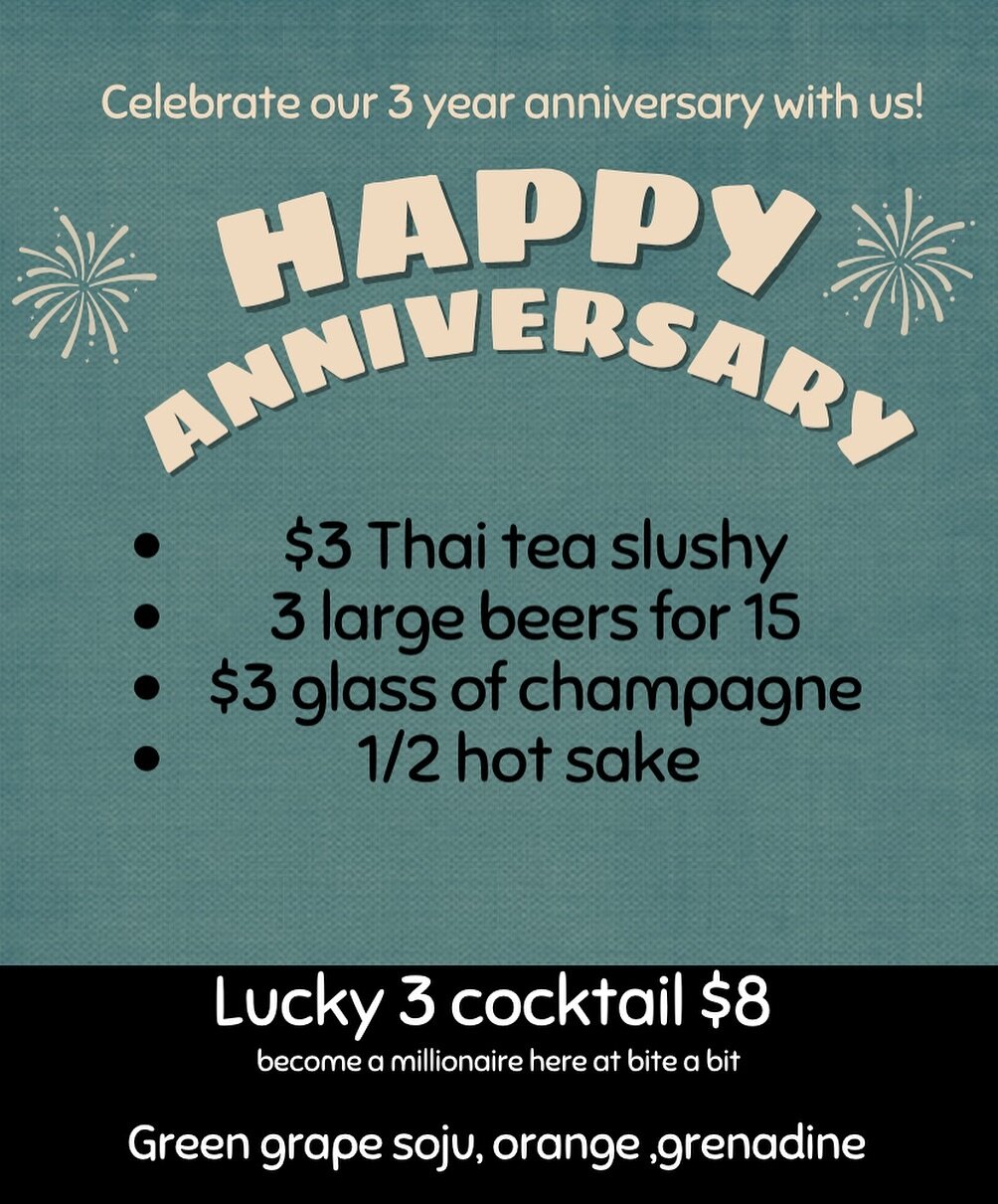 Come celebrate with us tonight. #3yearanniversary