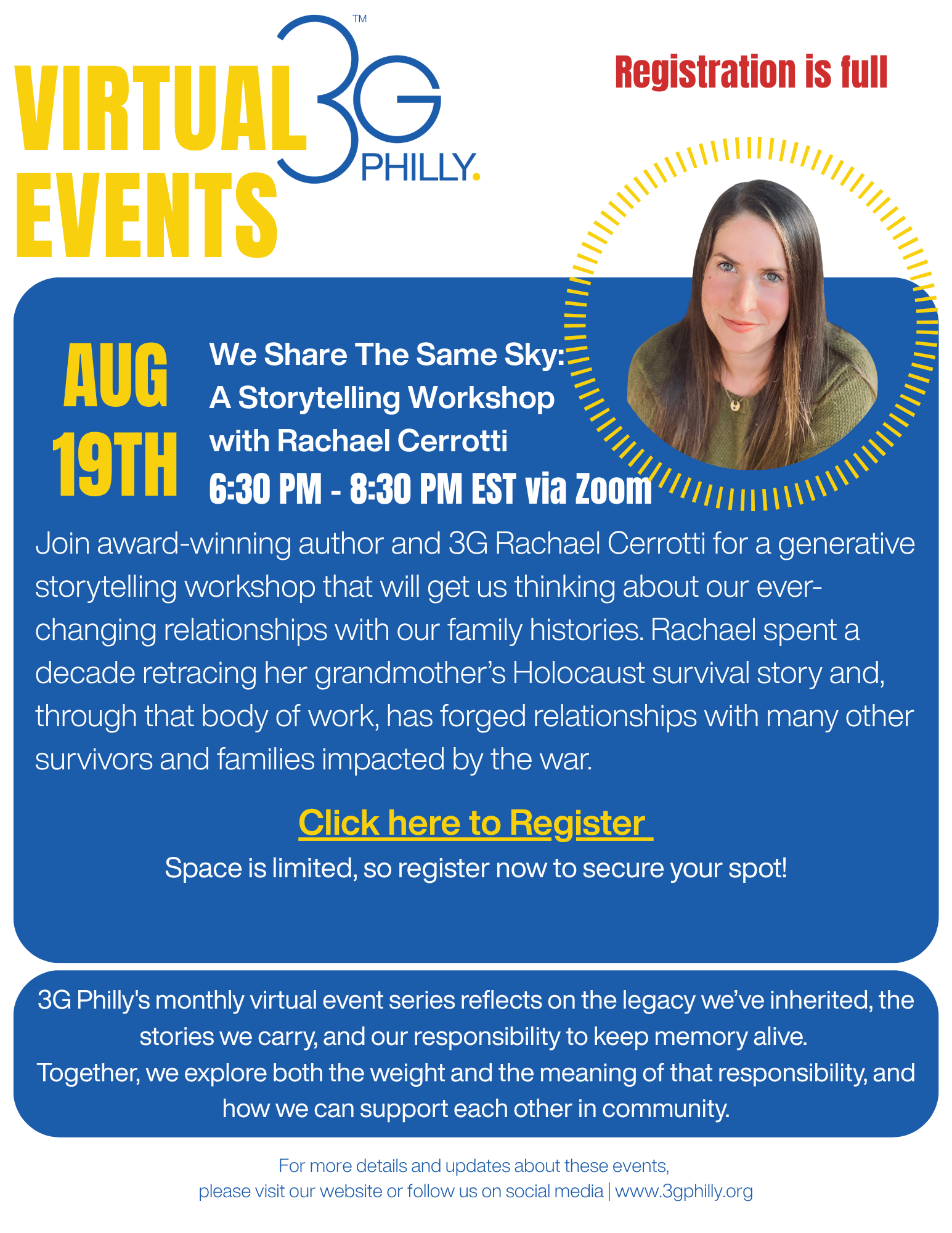 3G Philly Virtual Program Series: We Share The Same Sky - A Storytelling Workshop with 3G Rachael Cerrotti