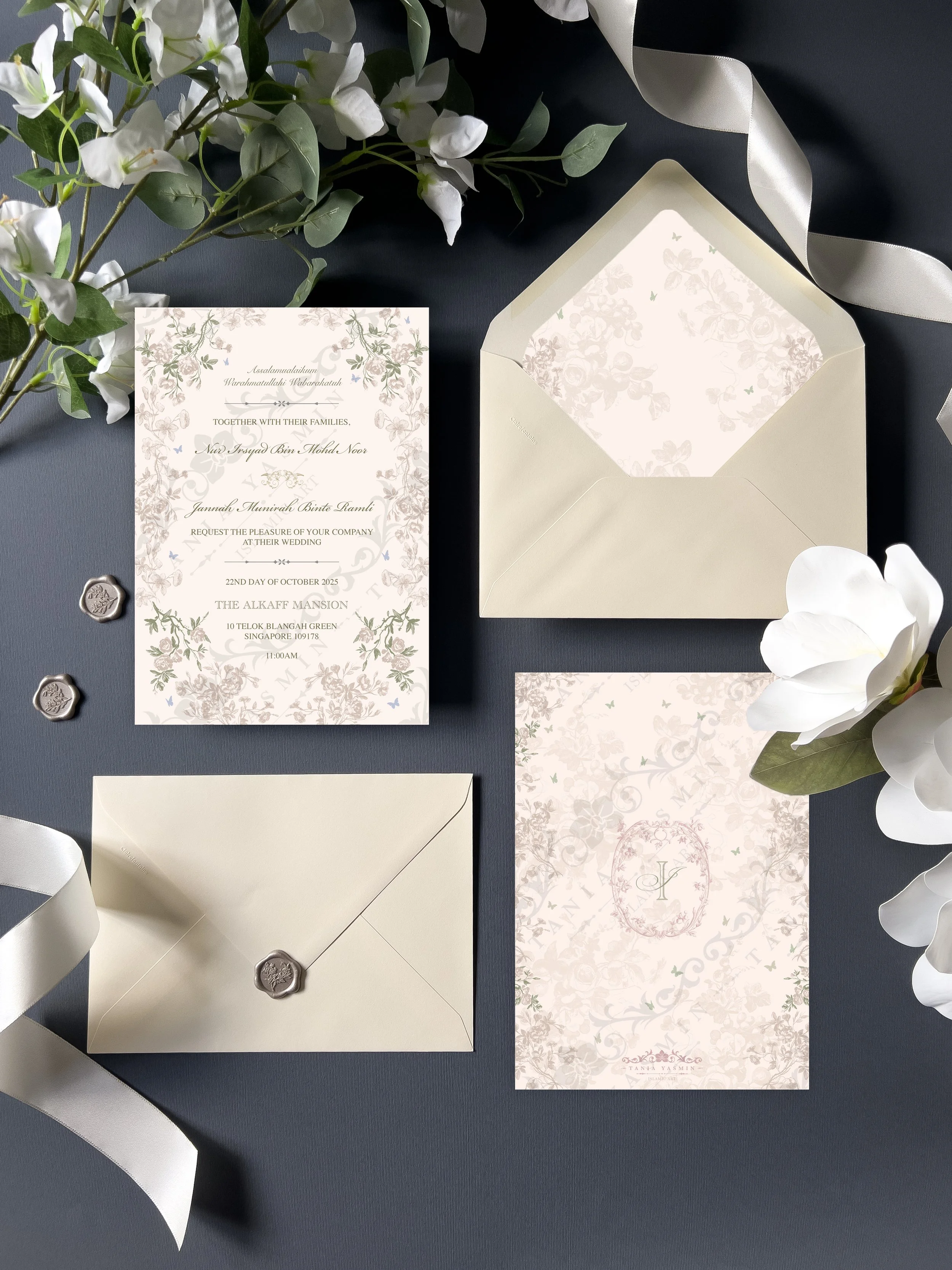 Roses & Pimpernel Wedding Invitation Suite (New)