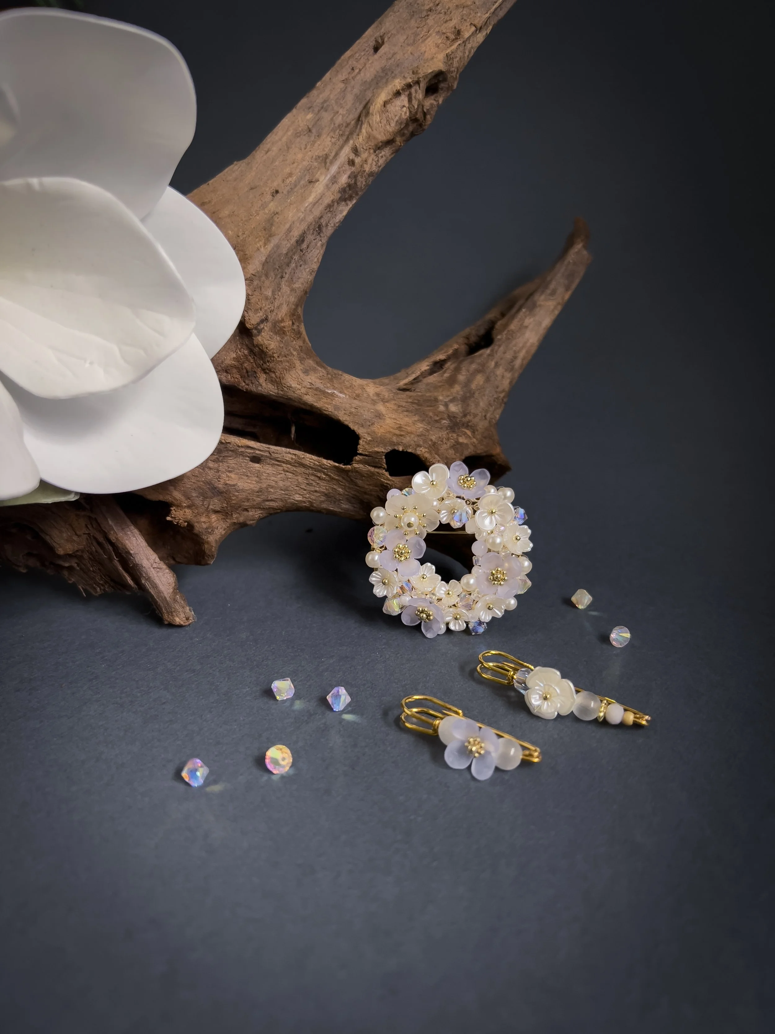 Botanical Brooch : Hollyhock Harvest (New)