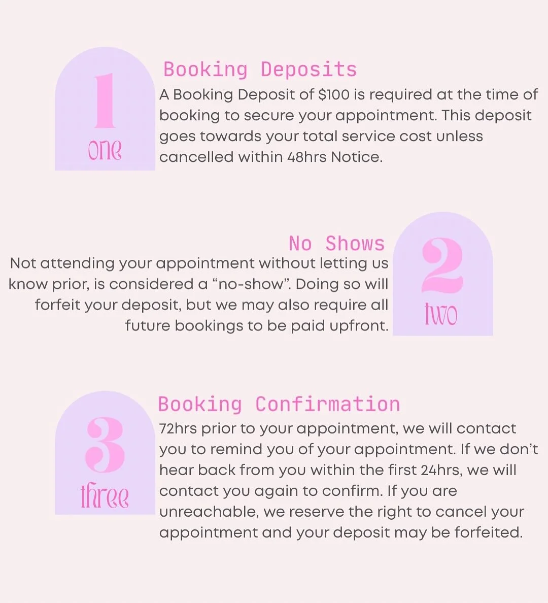 A little housekeeping: updated policies and a few important reminders for your upcoming appointments. Please don&rsquo;t hesitate to reach out if you have any questions or concerns 💌 
Your support means the world 🫶🏼🌏