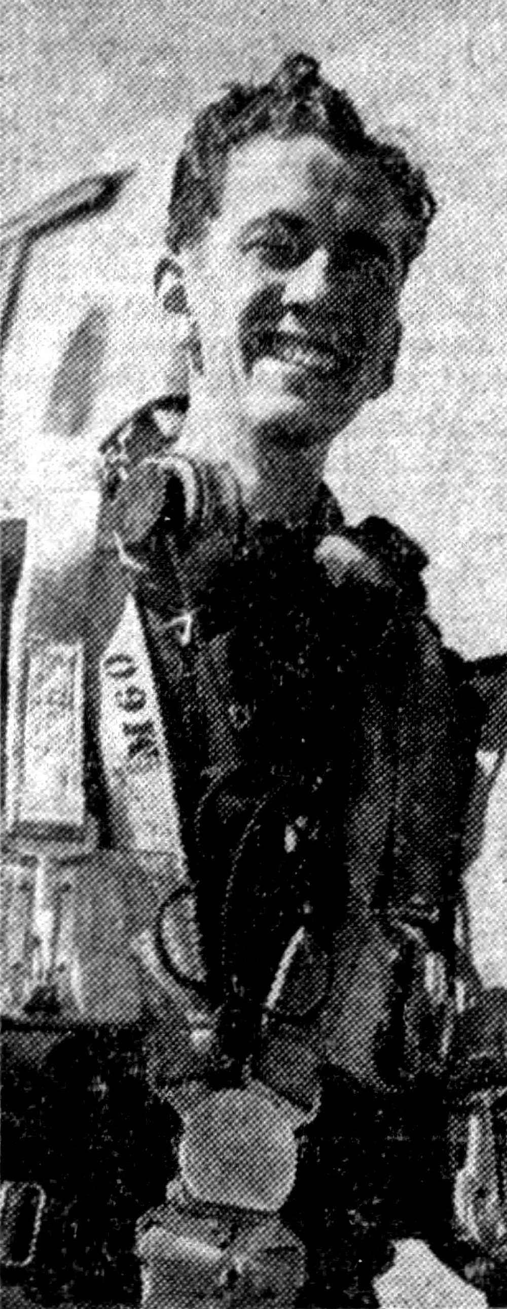  Robert Kirkman, photographed in flight-gear shortly before departing for England.   Edmonton Journal, September 2nd, 1943.   