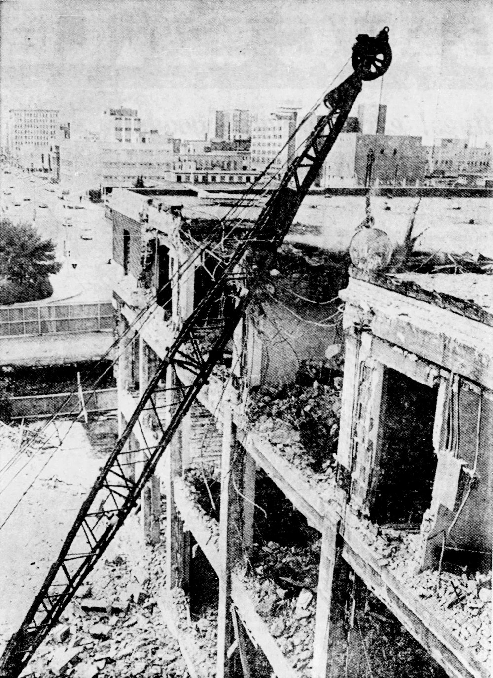  Demolition work on the old station is well underway in this August 1964 picture.   Edmonton Journal, August 19th, 1964.   