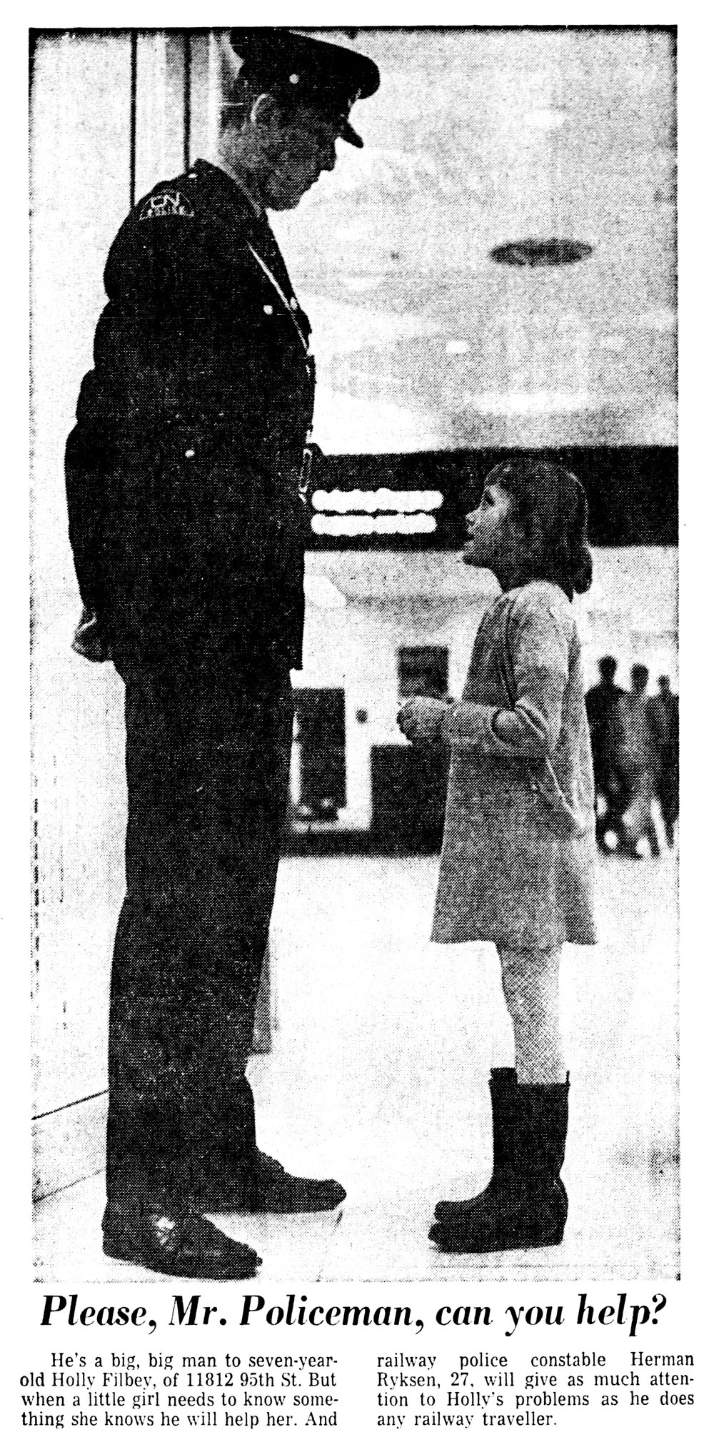  Herman Ryksen, the author’s grandfather, guards the tower’s station in this 1969 photo.   Edmonton Journal, February 12th, 1969.  