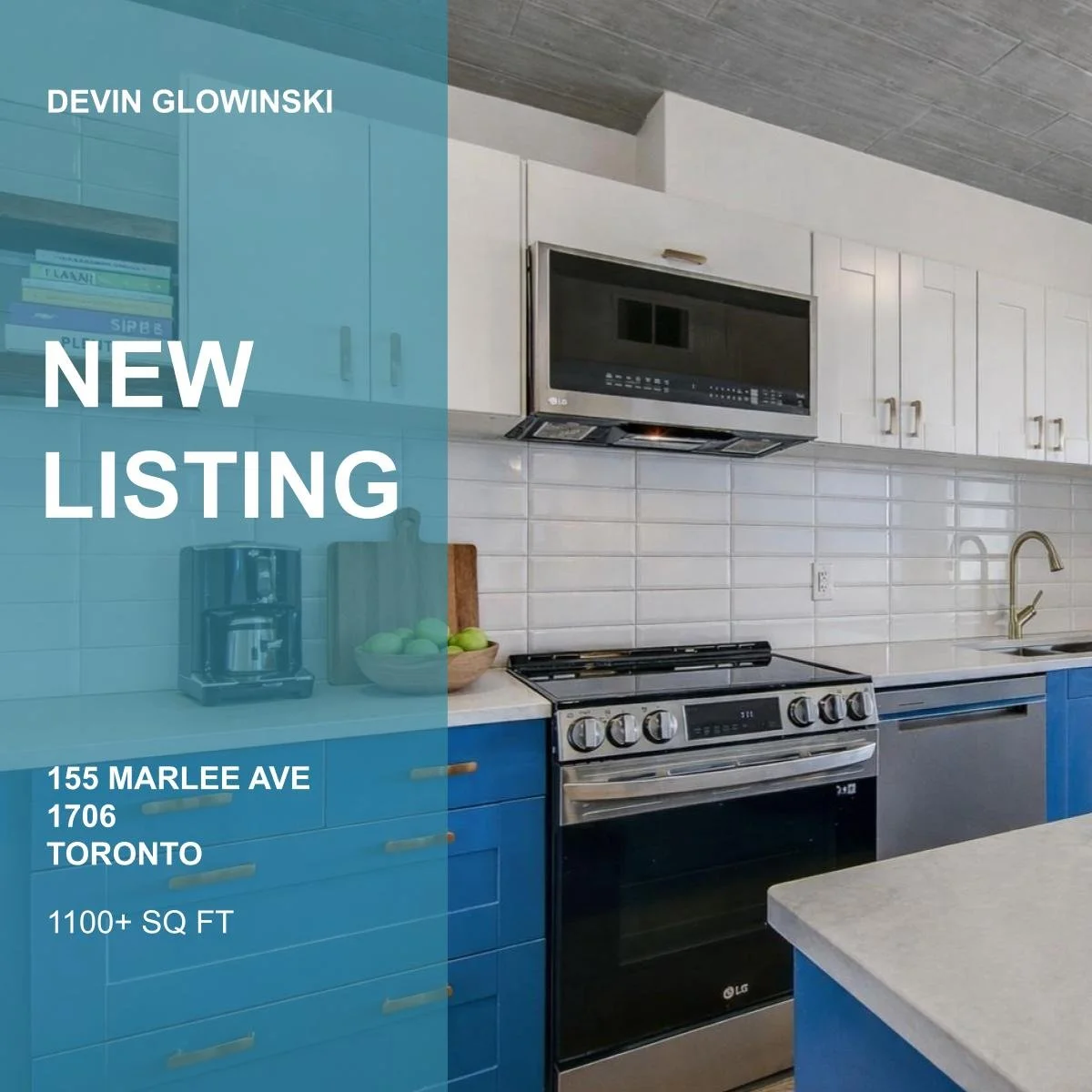 Welcome to Suite 1706 at 155 Marlee Avenue, a bright and generously sized 1,156 square foot two-bedroom plus den condo with parking. The suite was fully renovated in 2023 and features a standout kitchen that blends modern design, smart functionality,