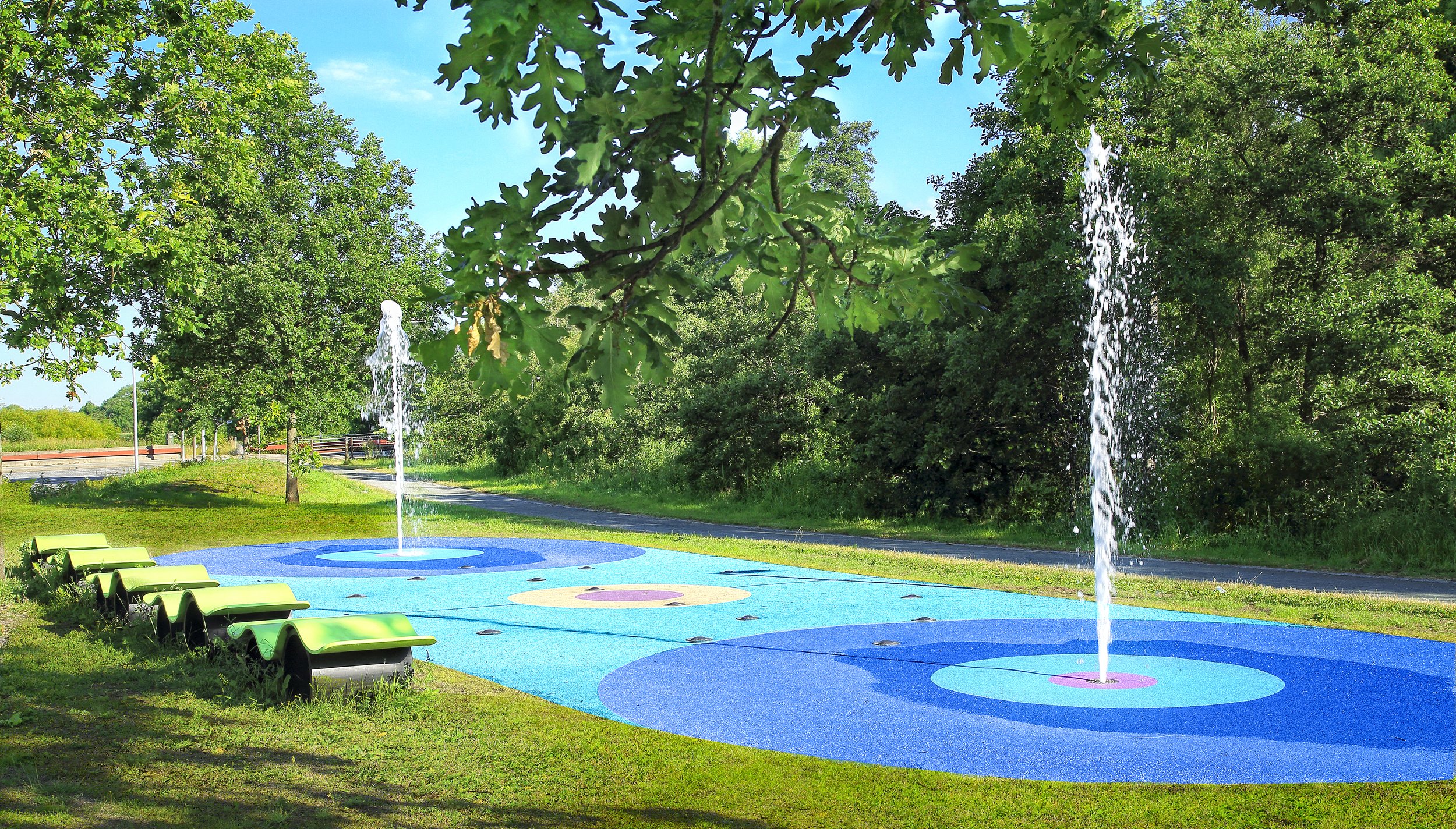 Spiloppen water play installed in collaboration with Kolding Municipality