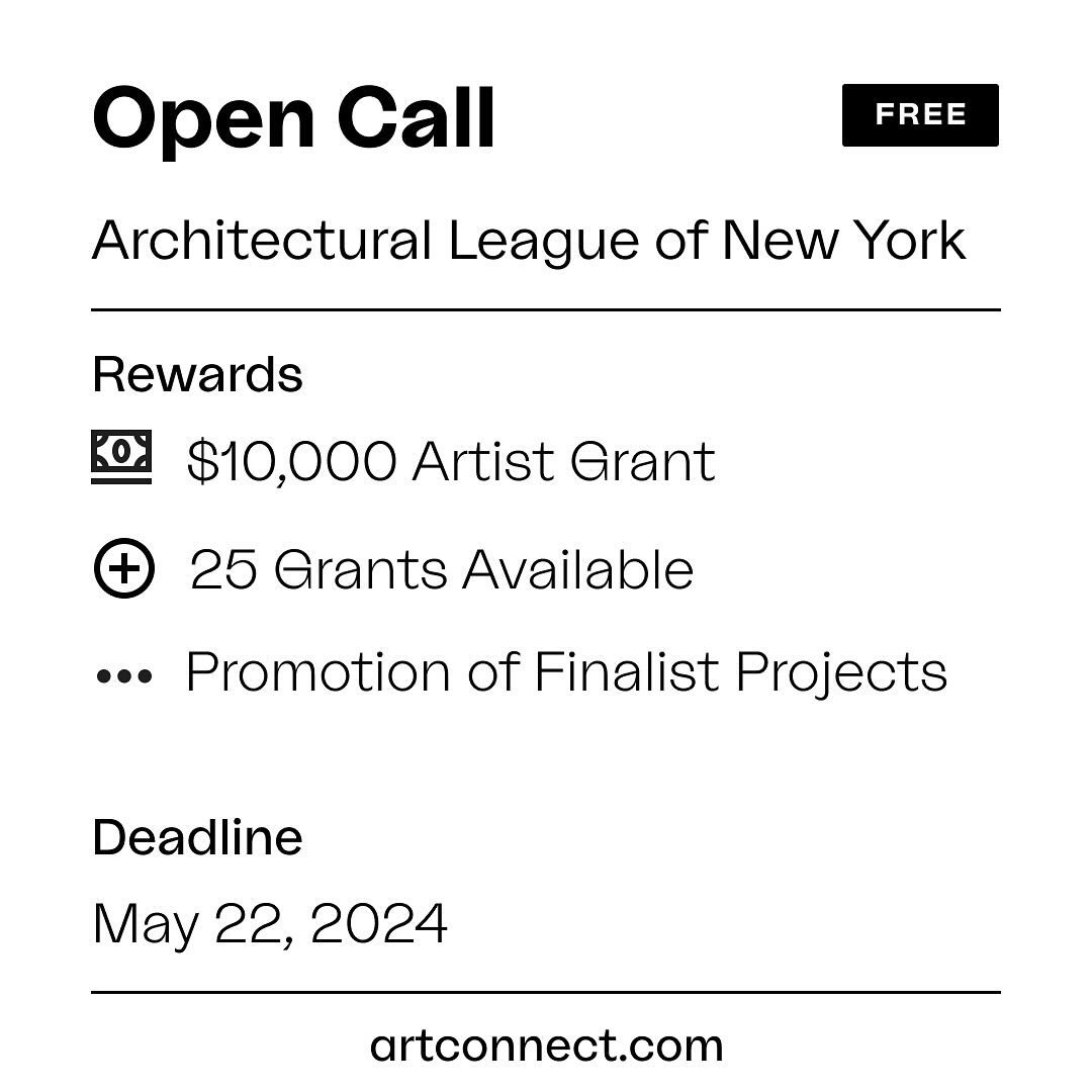 Hi all! The Architectural League of New York awards grants for New York State-based individuals and teams to explore a design topic through creation or research.

In 2024, the program will award 25 grants of $10,000 to proposals in design fields incl