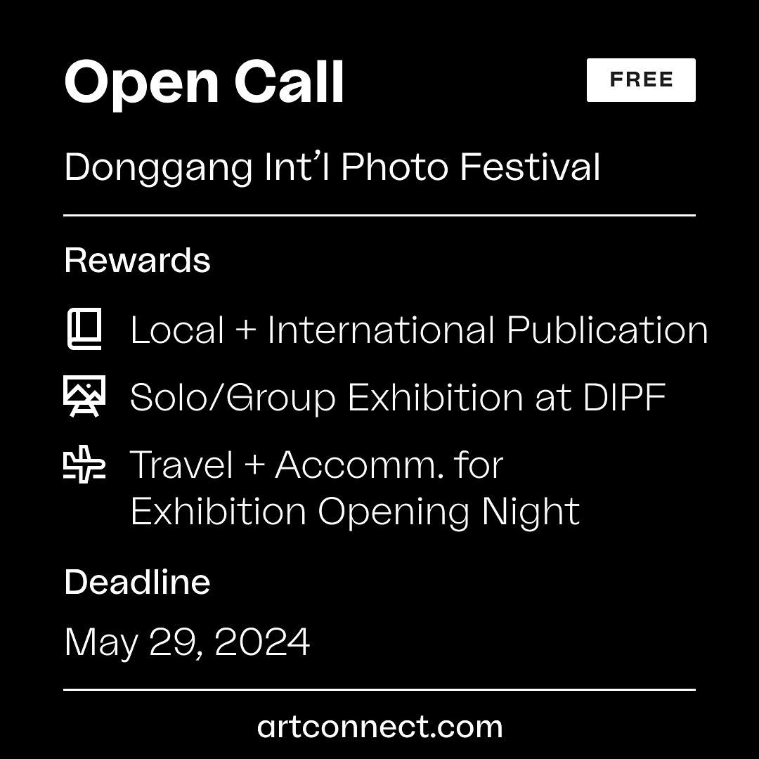 Hello everyone! The 2024 Open Call for the Donggang International Photo Festival (DIPF) closes at the end of the month. 

15-20 artists will take part in a year-long group exhibition in Yeongwol, South Korea, opening with DIPF, as well as inclusion i