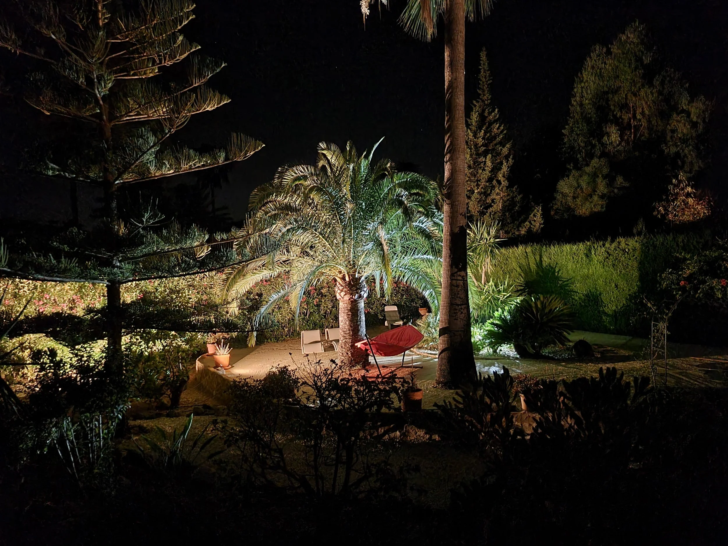 Montgopalms garden views at night